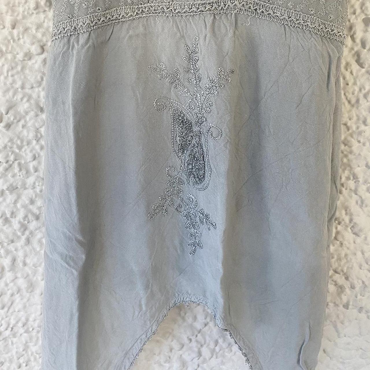 Sage green embroidered baby doll tank top with... Depop