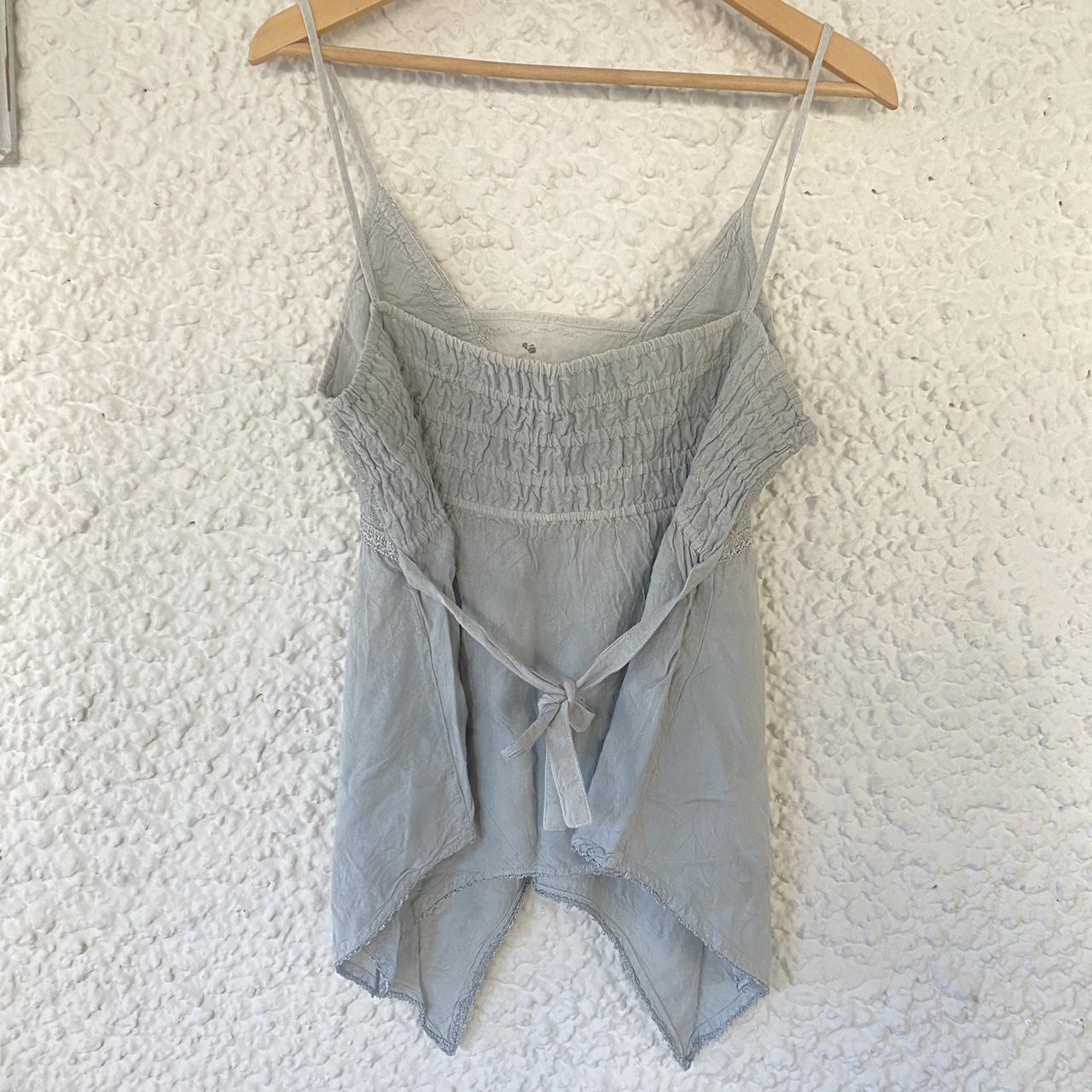 Sage green embroidered baby doll tank top with... Depop