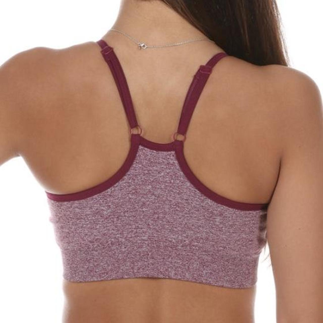 burgundy sports bra from shein, size small padding - Depop