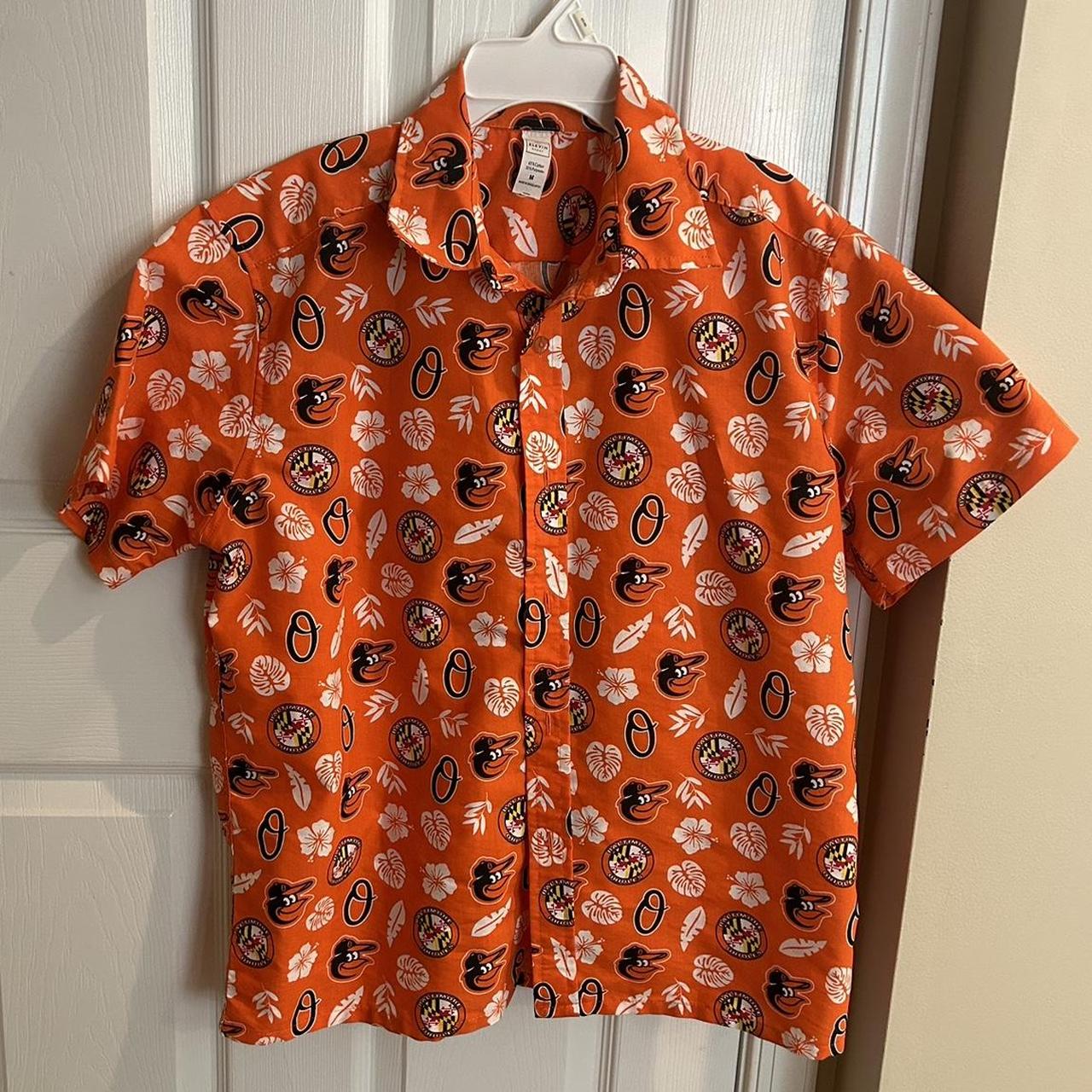 Baltimore Orioles Hawaiian Button Up Shirt The Elevin Group Orange Medium