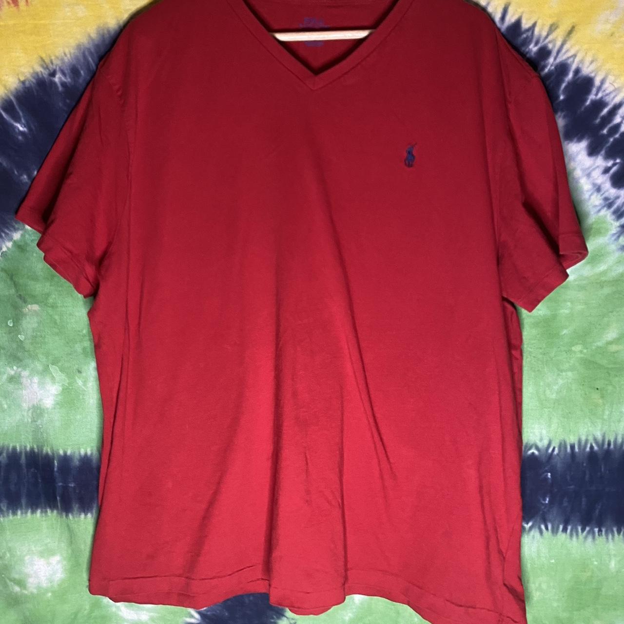 Polo Ralph Lauren Men's Red and Navy T-shirt | Depop