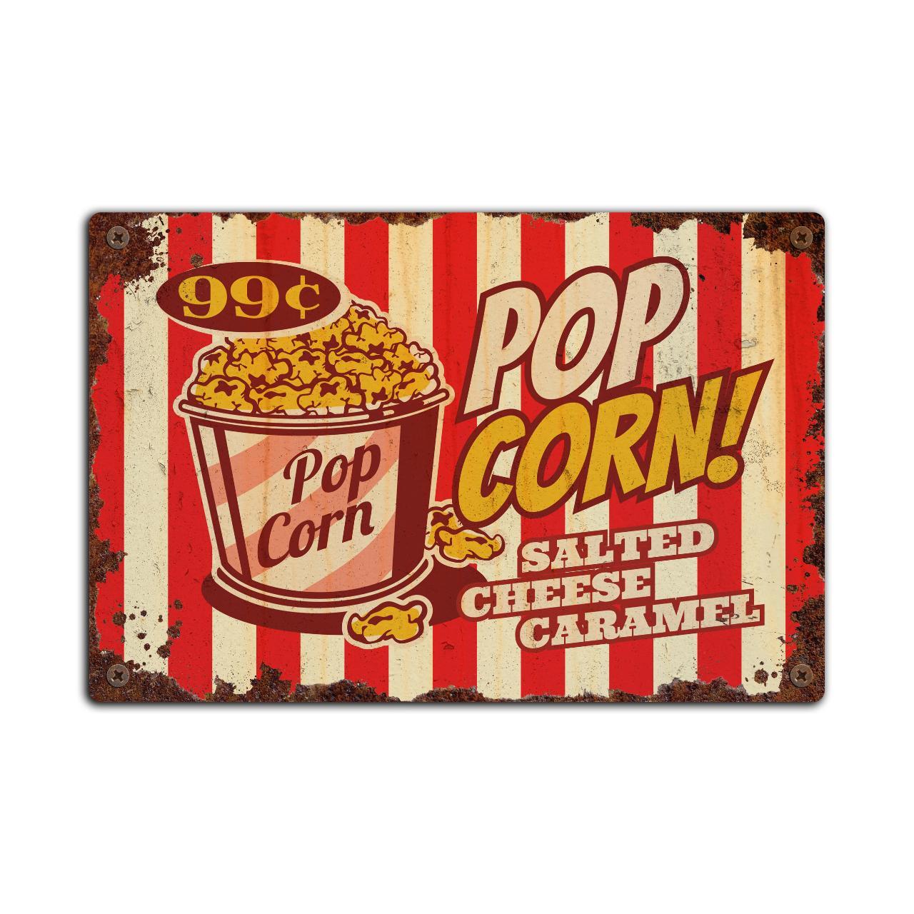 Retro Popcorn Tin Sign, Retro Cinema Plaque, Vintage - Depop