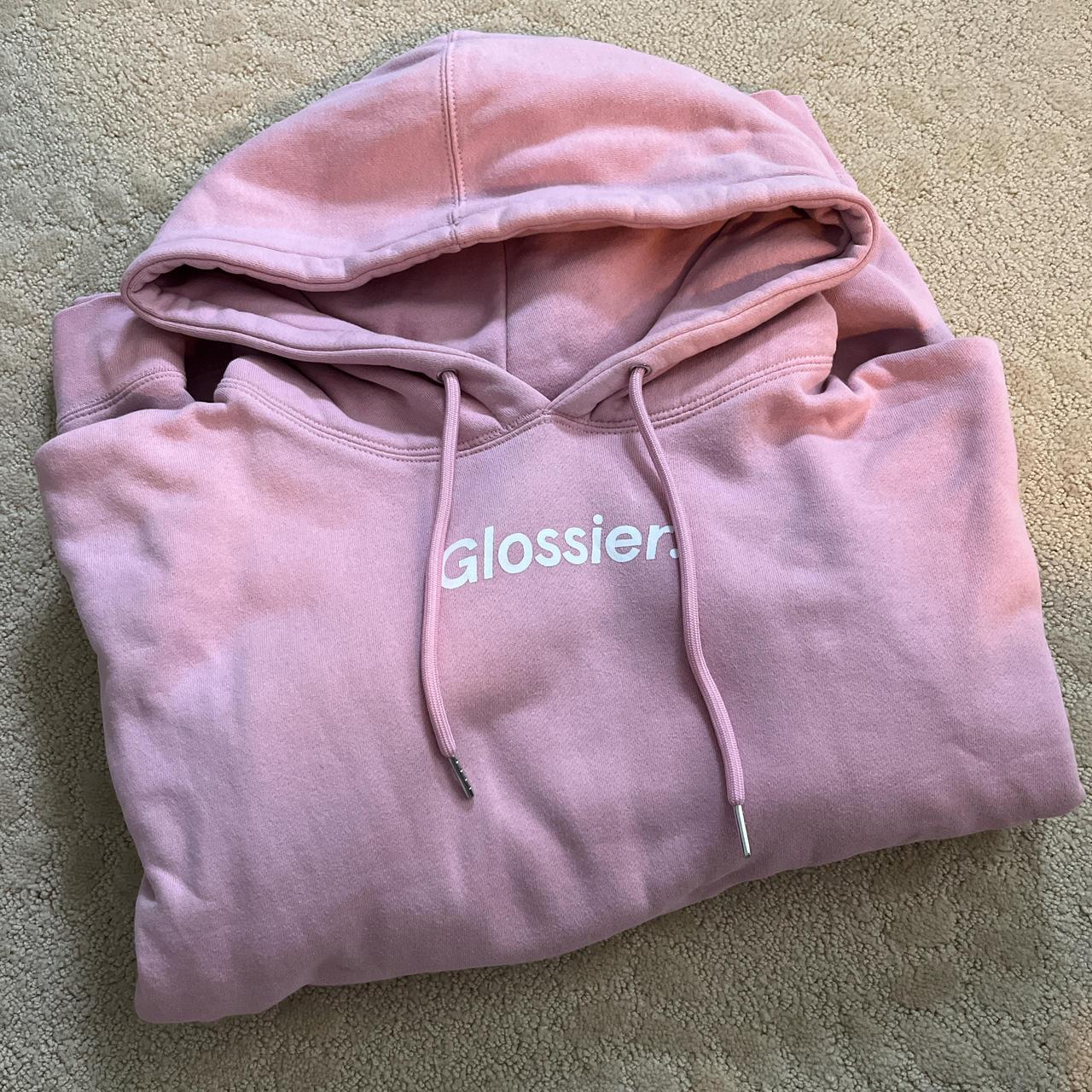 Pink Glossier hoodie. Size large. In excellent... - Depop