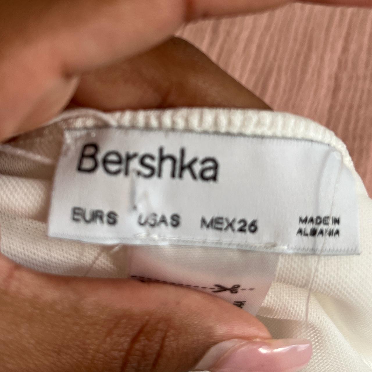 bershka white crinkle material stretchy one piece... Depop