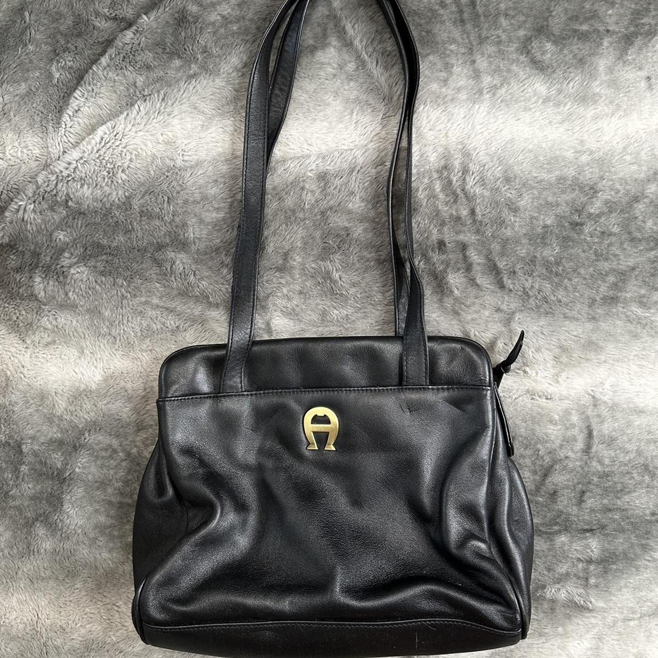 Vintage black etienne aigner shoulder bag, genuine... - Depop