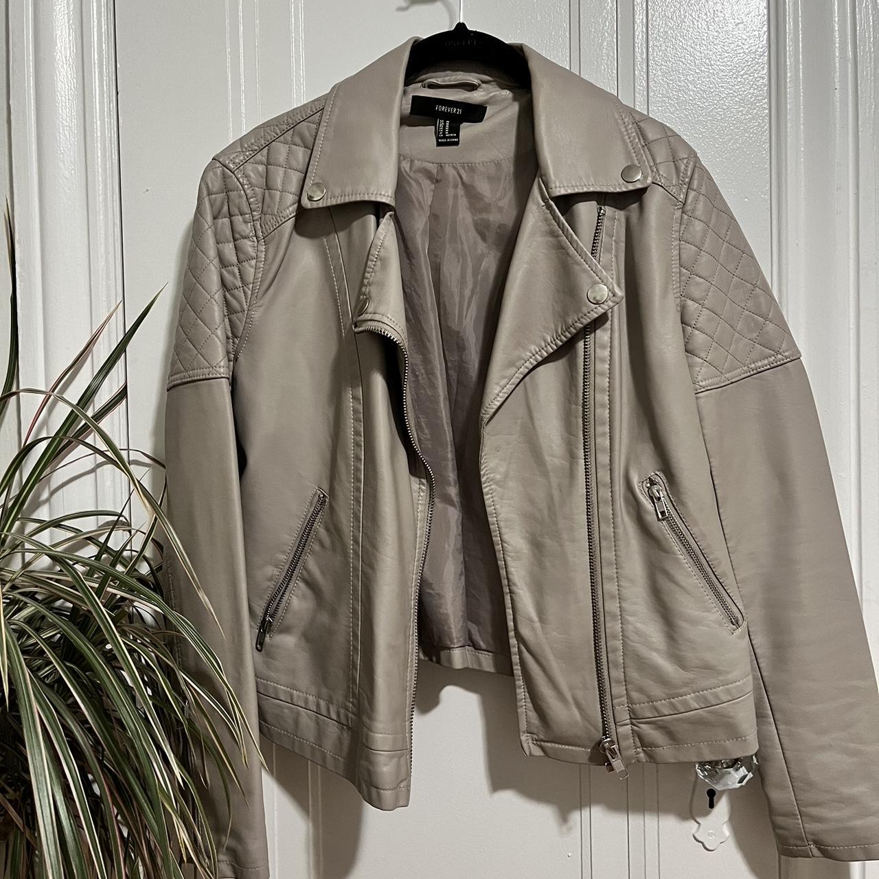 Grey leather 2025 jacket forever 21