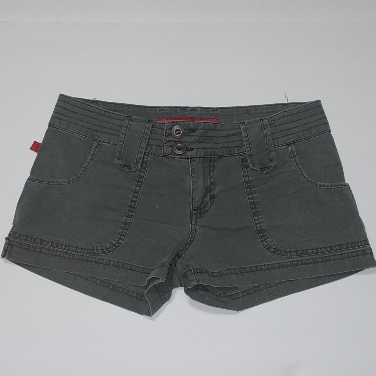 army green low rise shorts tie pocket detailing good... Depop