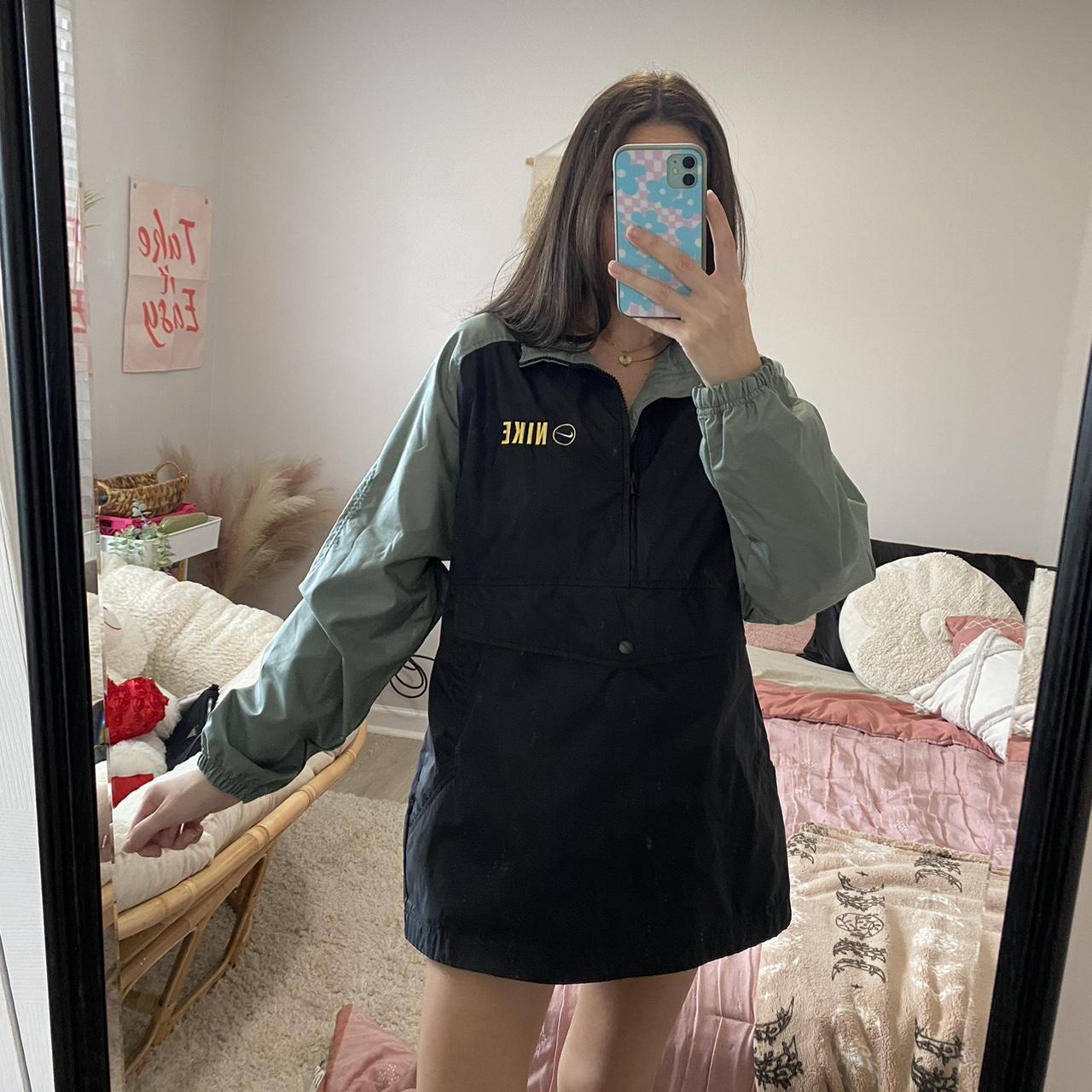 This jacket is a juniors xl but I had my bf try it... - Depop