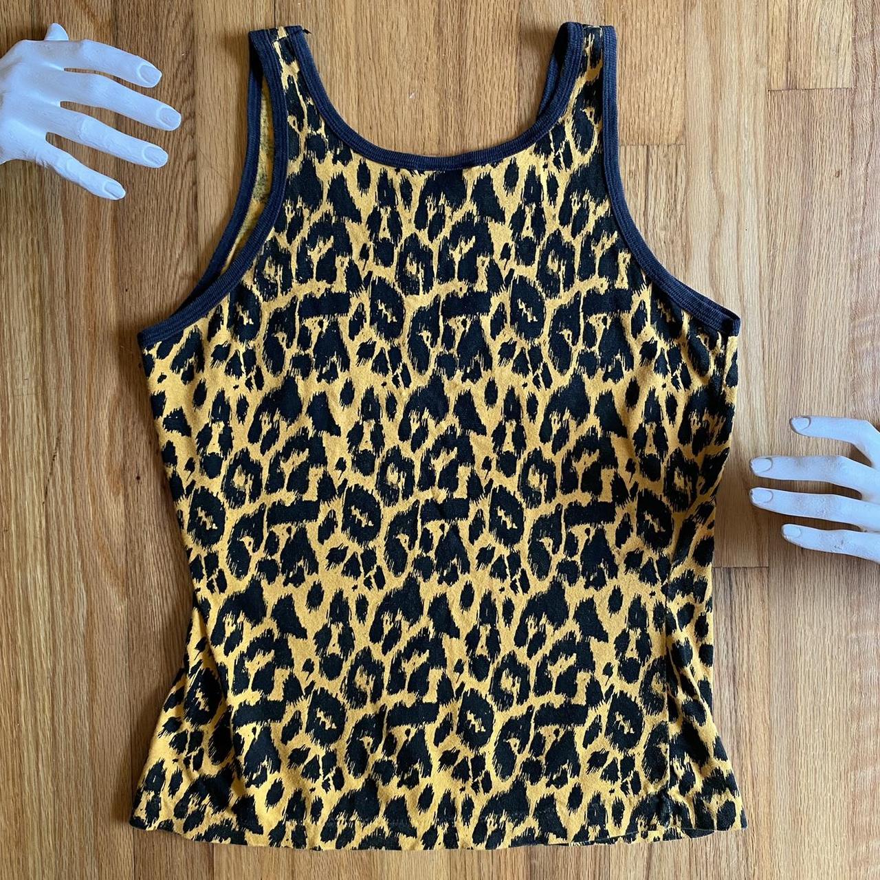 1980s 80s vintage punk metal leopard print tank.... - Depop