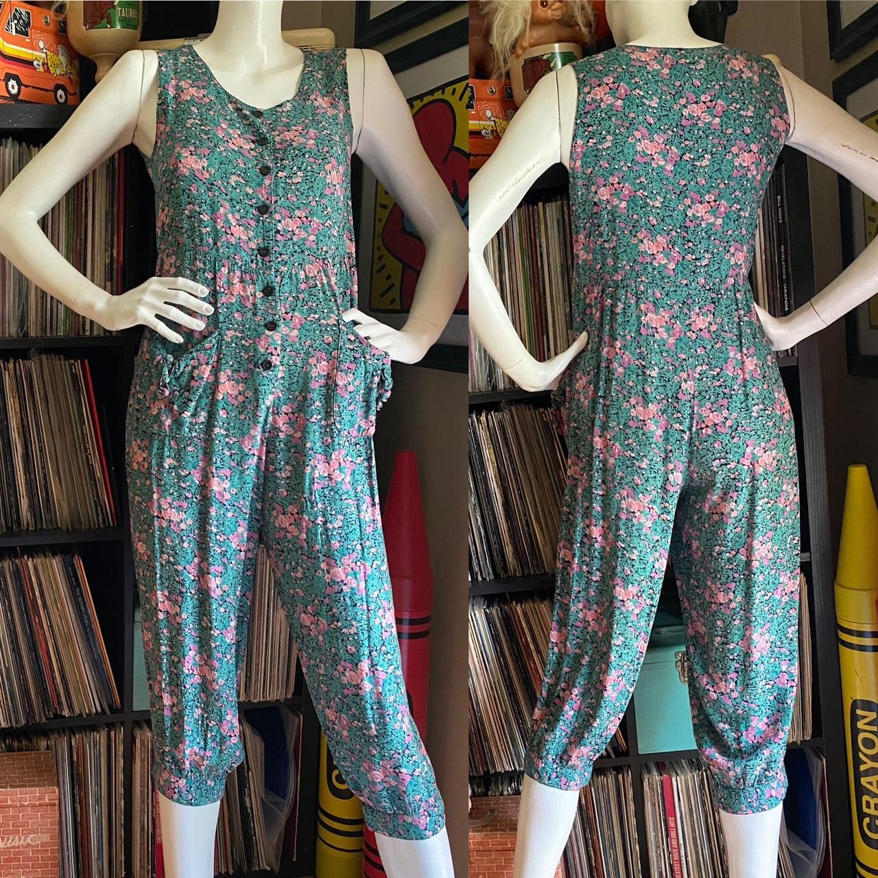 90s vintage floral jumpsuit Komil label. 100% rayon... - Depop