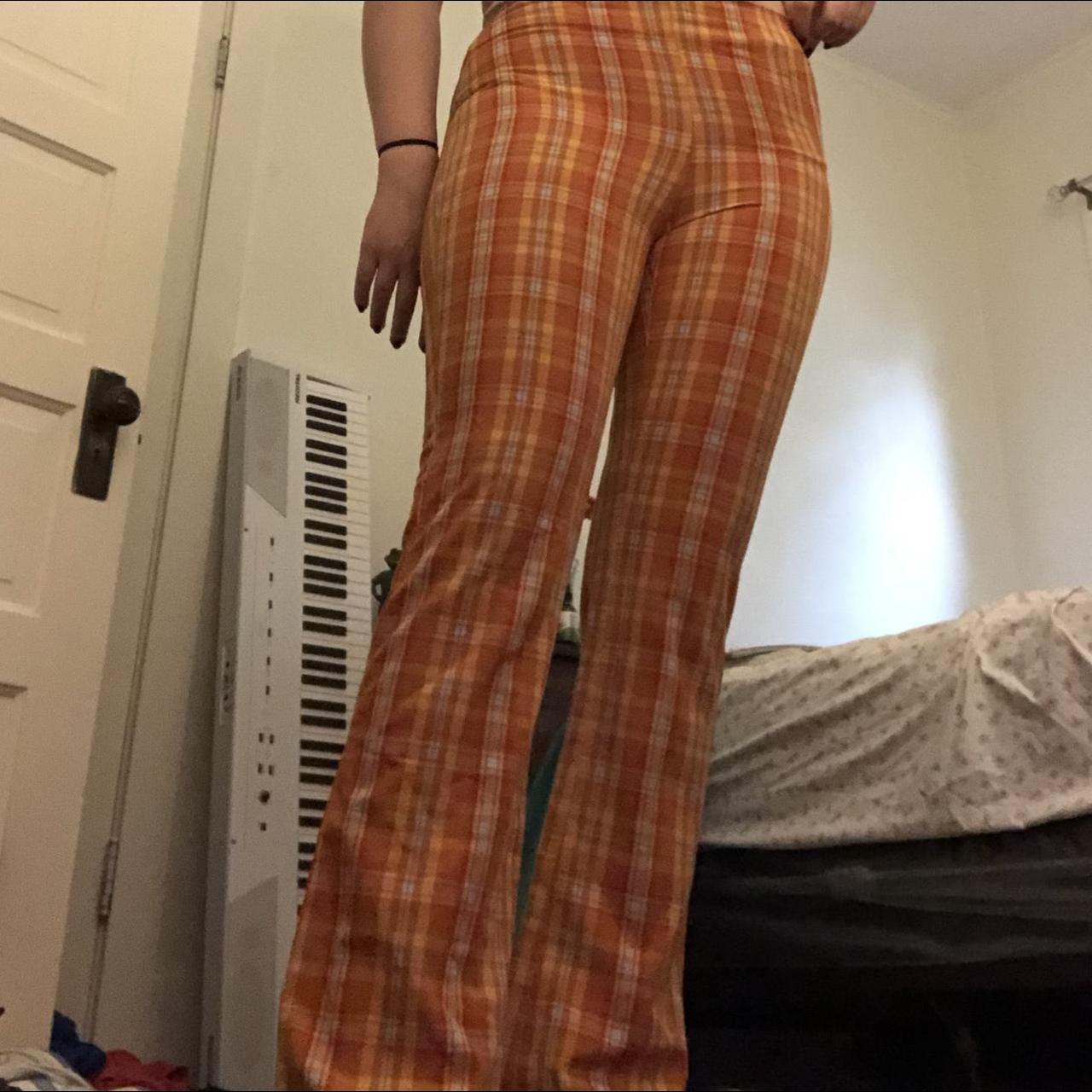 Guess Originals orange plaid flare pants, love - Depop