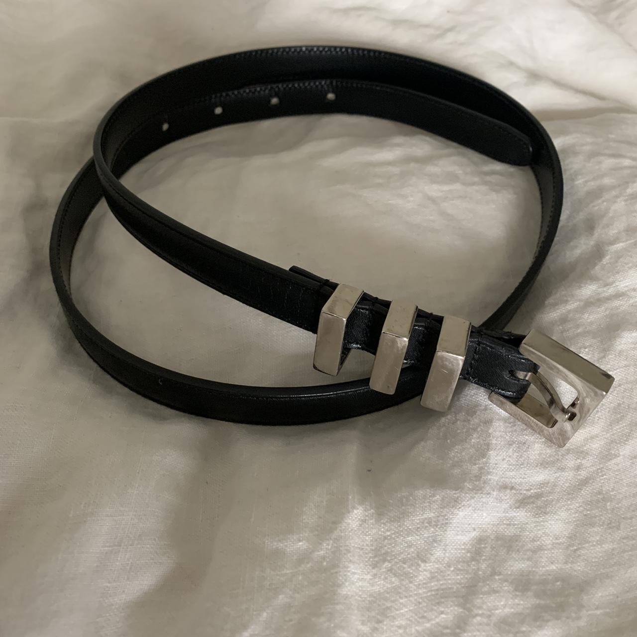 Saint Laurent Paris thin 3 Passant belt in black... - Depop