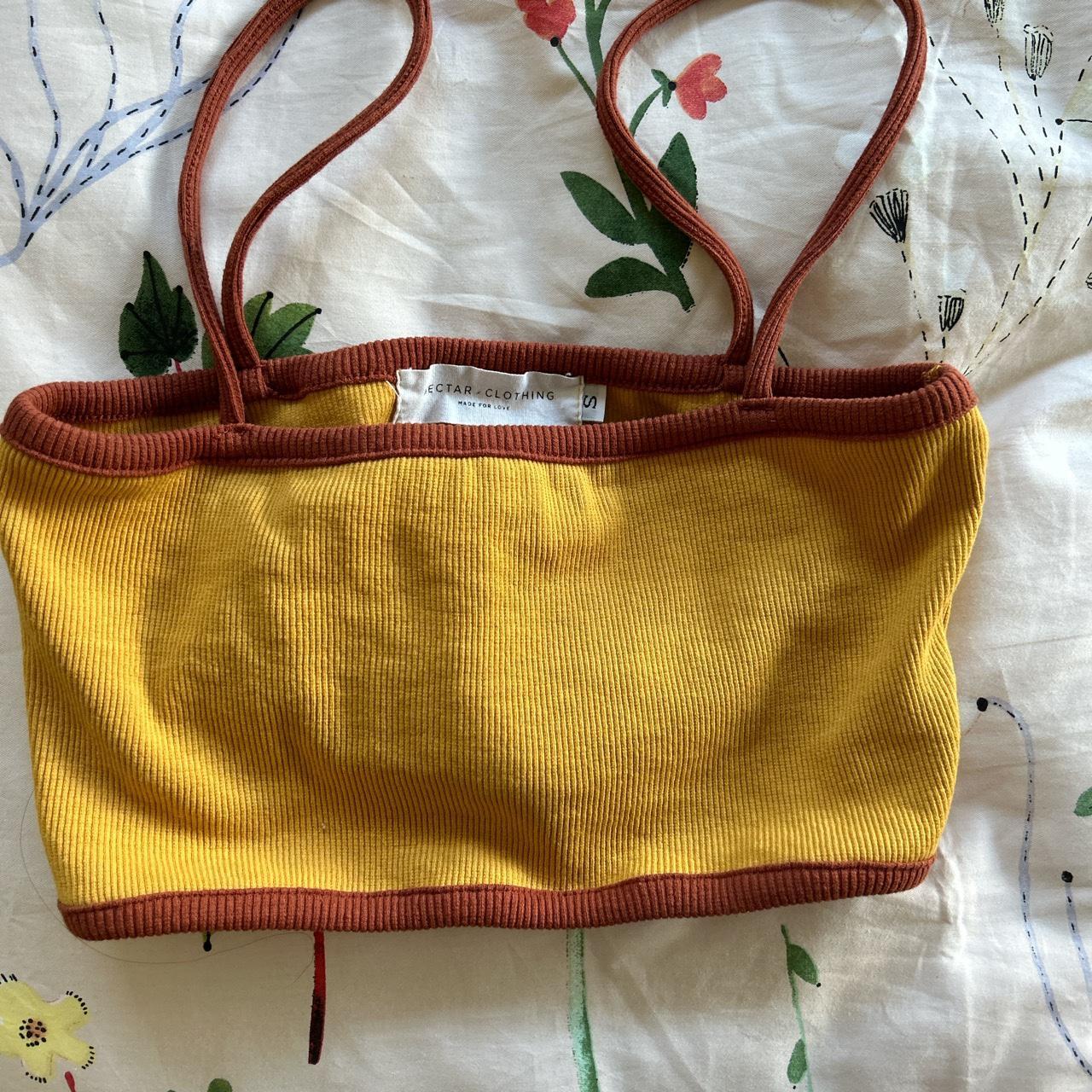 Urban Outfitters Women's Yellow and Burgundy Vest | Depop