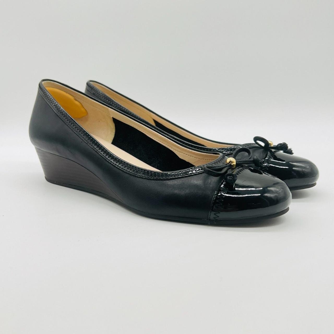 Cole Haan Shoes Womens 10 Black Leather Wedge Pump