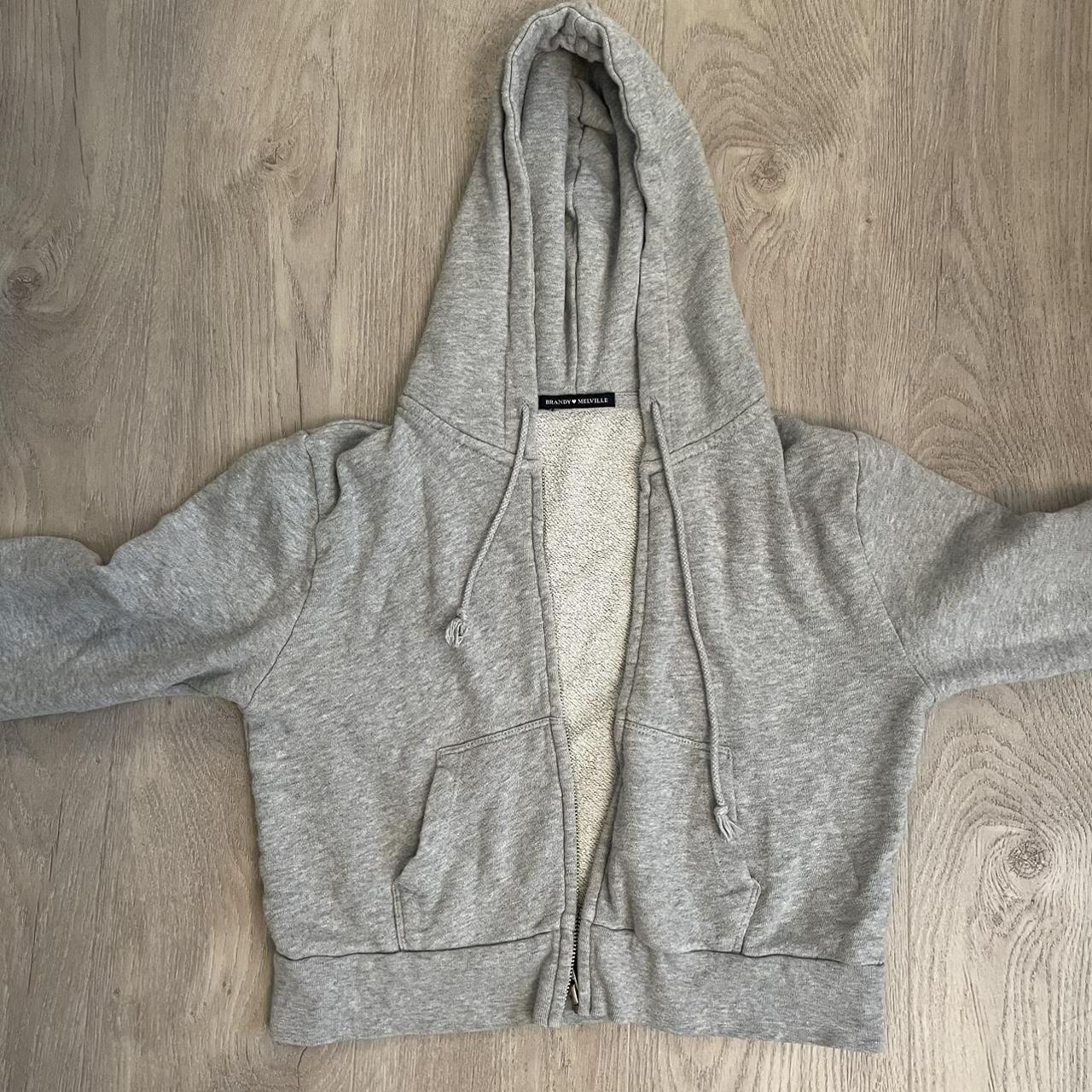 GREY BRANDY MELVILLE CROPPED ZIP UP fits like an xs Depop