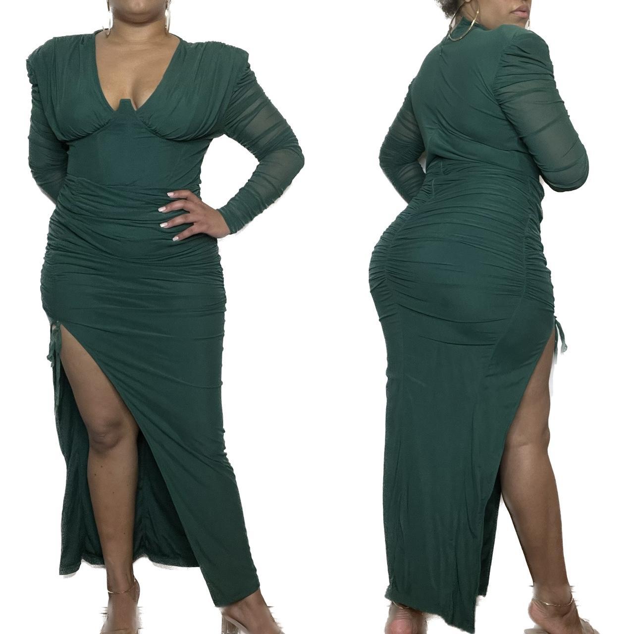 Emerald Green Underwire Ruched Mesh Midaxi Dress