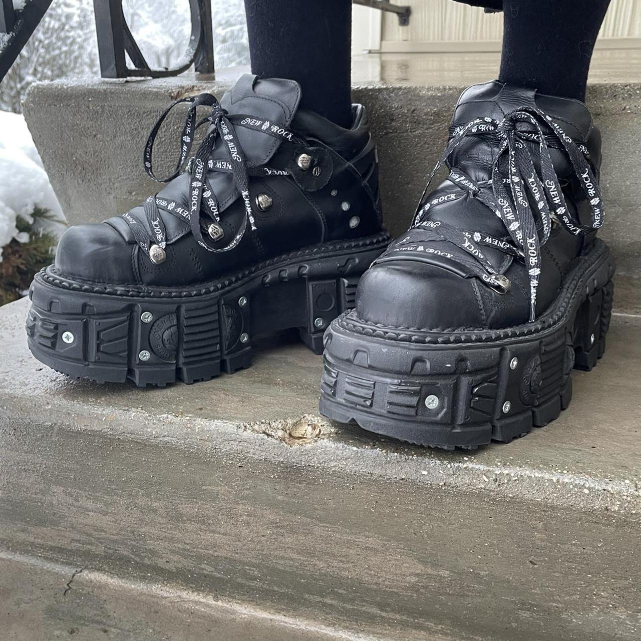 New Rock Women's Black Boots | Depop