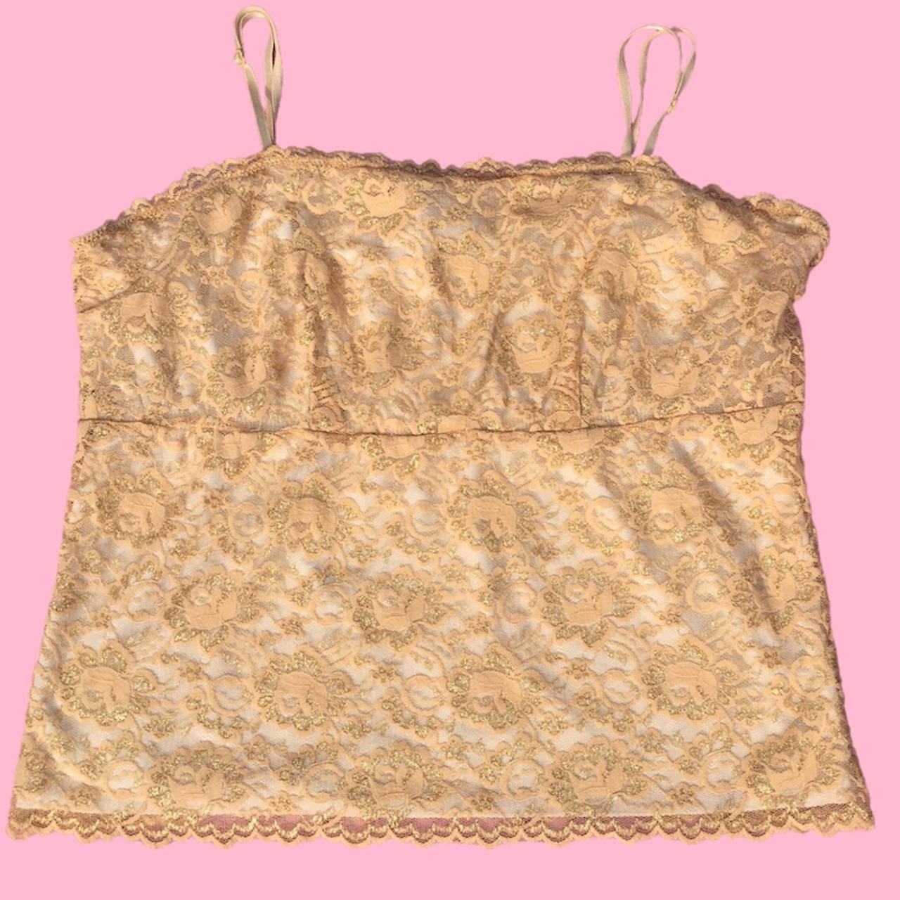 90s Lacey Gold Tank 🔑 size Large adjustable... Depop