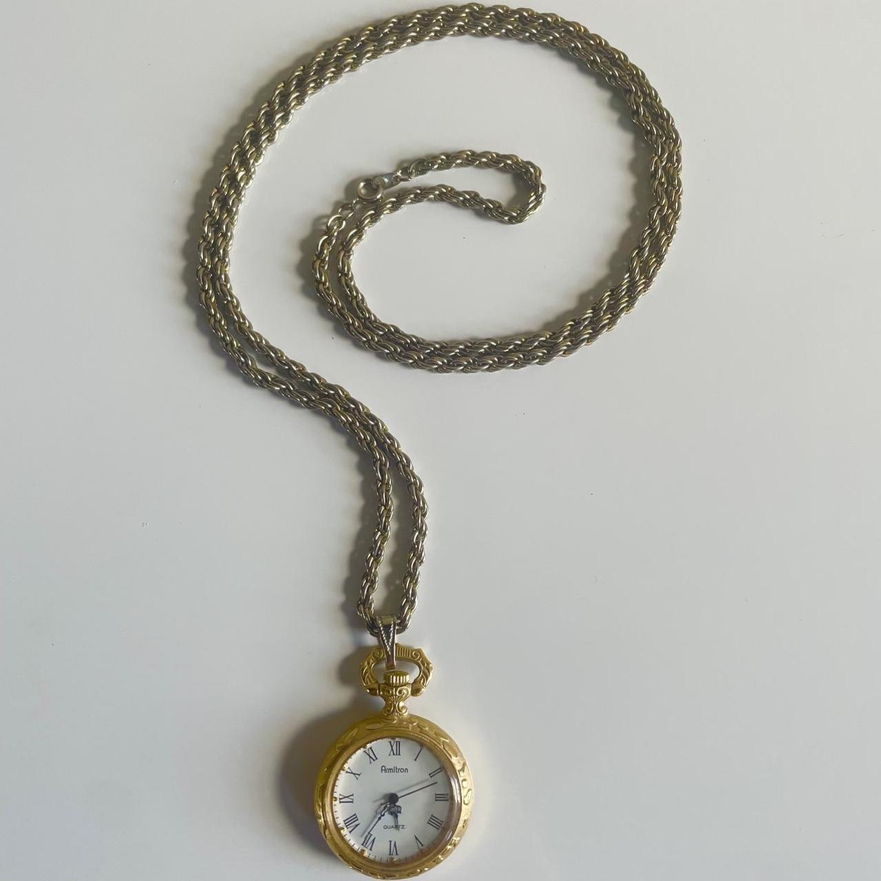 Vintage Gold Armitron Quartz Watch Necklace So... Depop