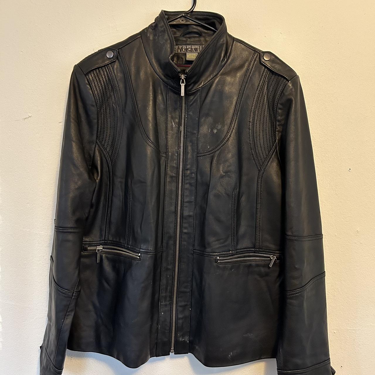 Kenneth Cole - Vintage Black Leather Jacket XXL,... - Depop