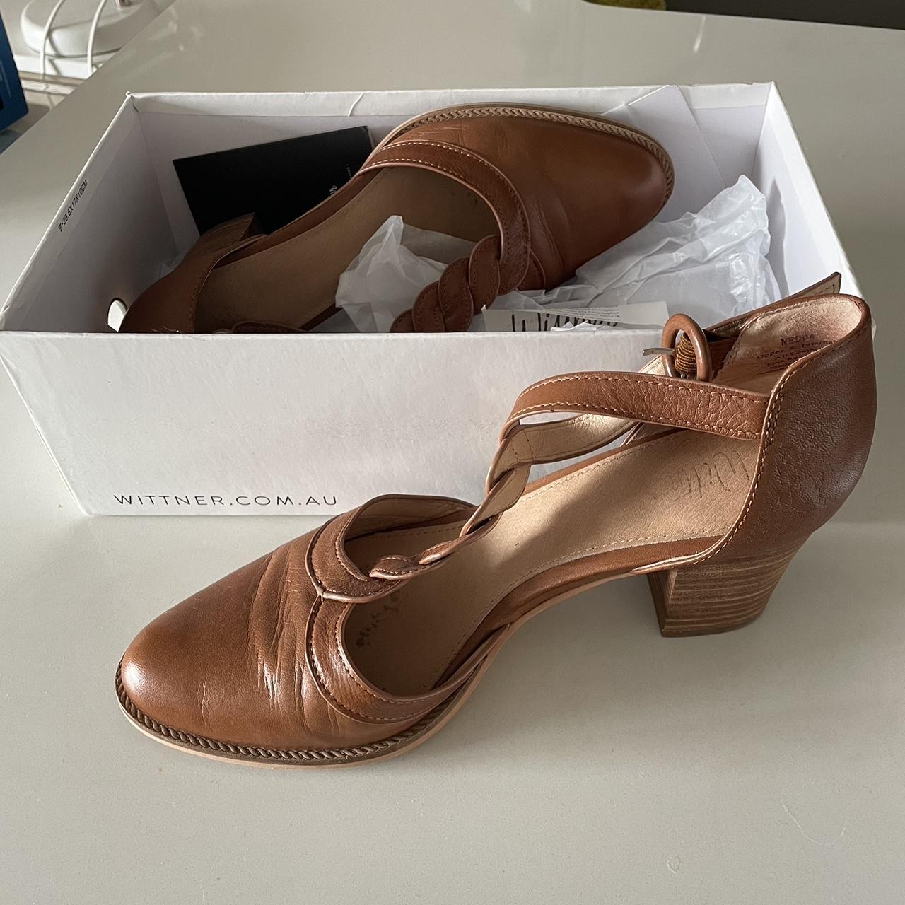 Wittner t-strap heel. Brown leather Size 39 - Depop