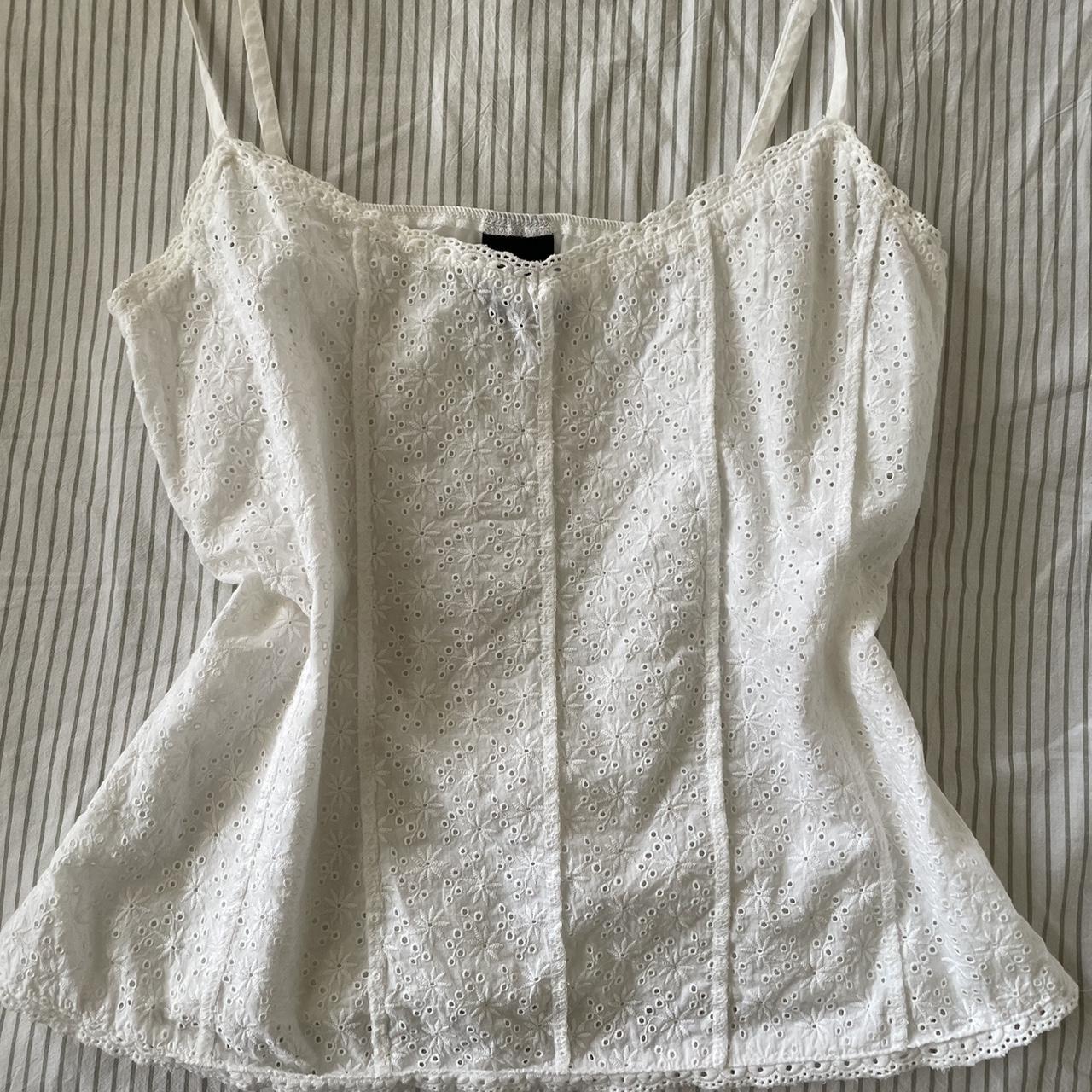 White broderie anglaise top Old Glassons Would fit... - Depop