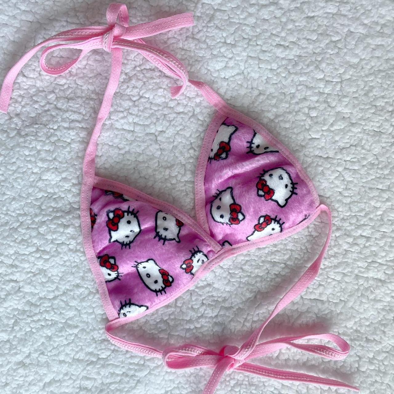 Hello Kitty® Fluffy Print Tie Bralette Pink SIZES:... - Depop