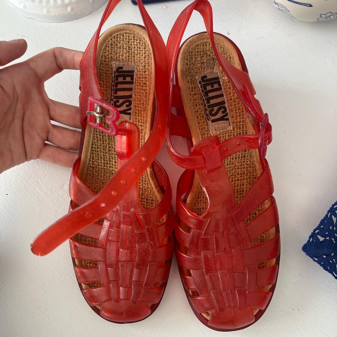 90s cherry red 🍒 jelly heels. Depop