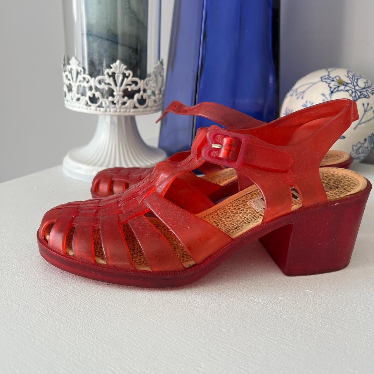 90s cherry red 🍒 jelly heels. Depop