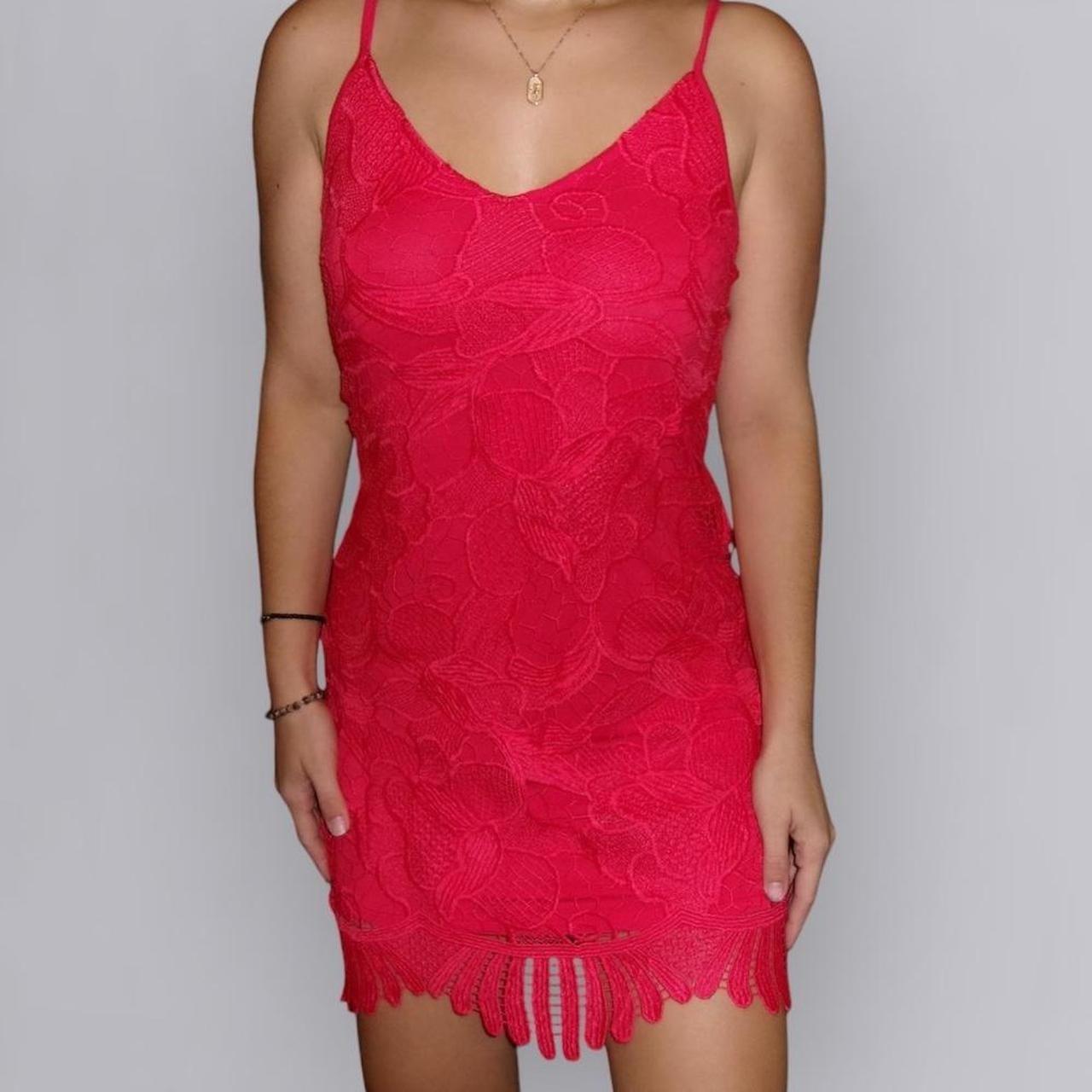 Express red lace dress hotsell