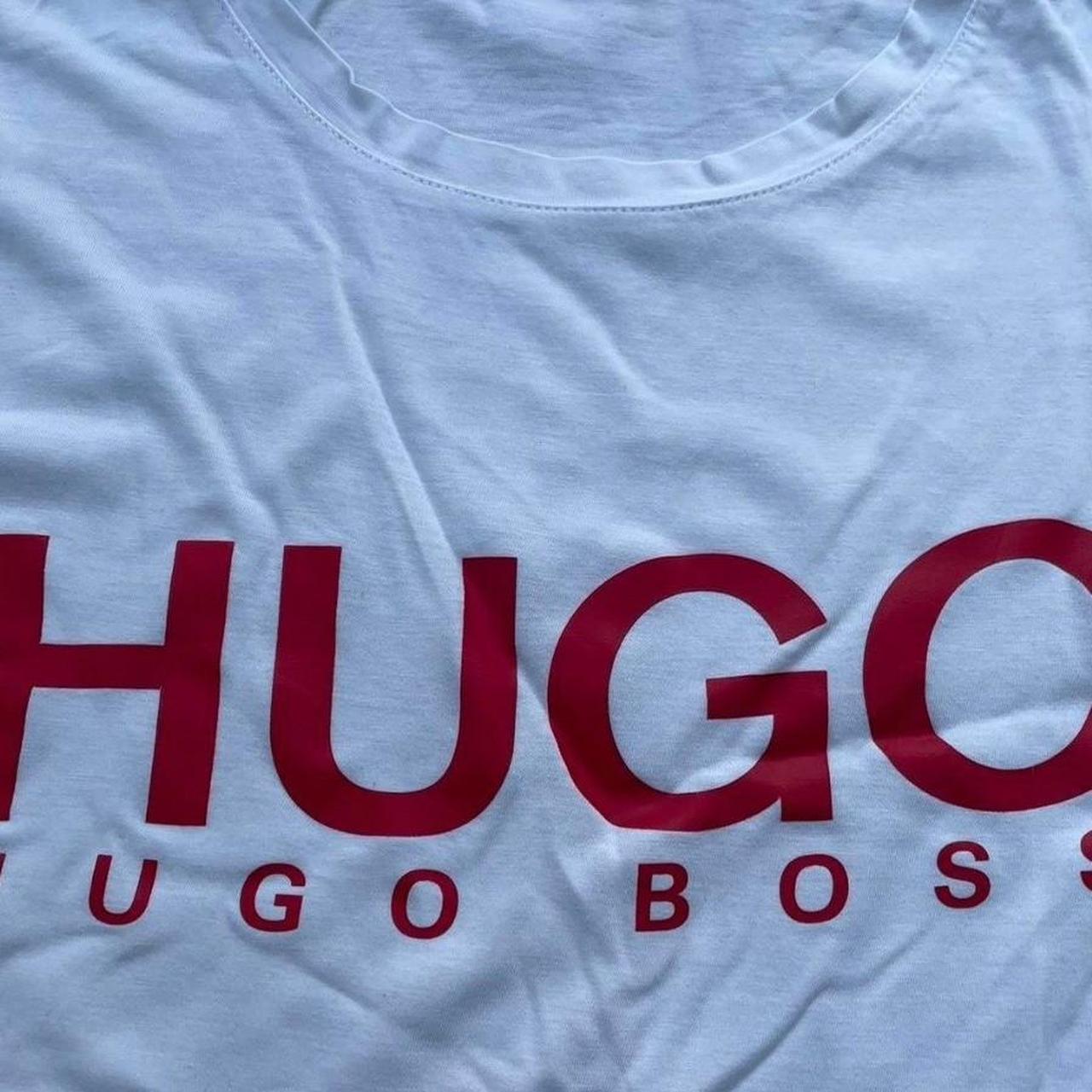 Mens Hugo Boss T shirt White w/ red branding Size... Depop