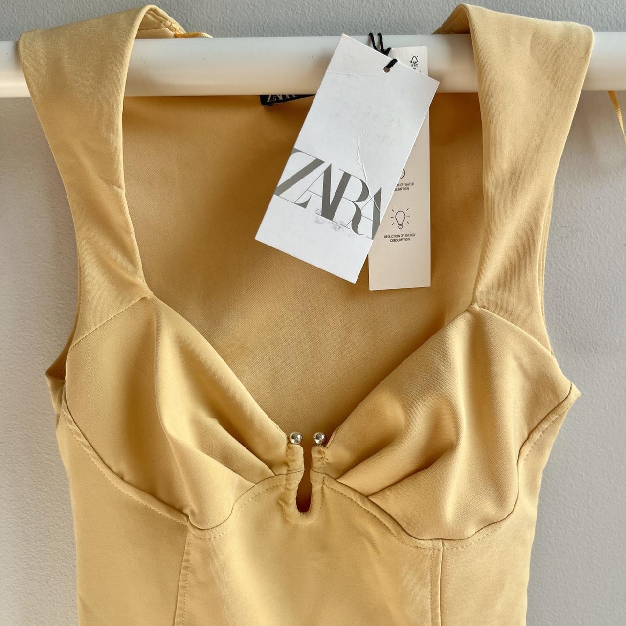 Zara Women's Yellow Bodysuit Depop