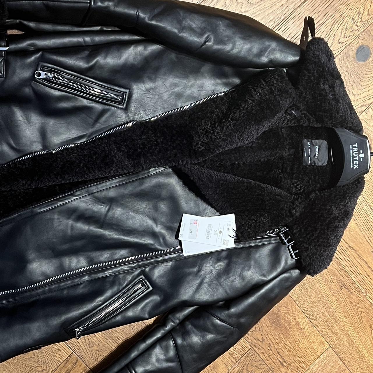 Bershka faux leather shearling jacket. Brand new - Depop
