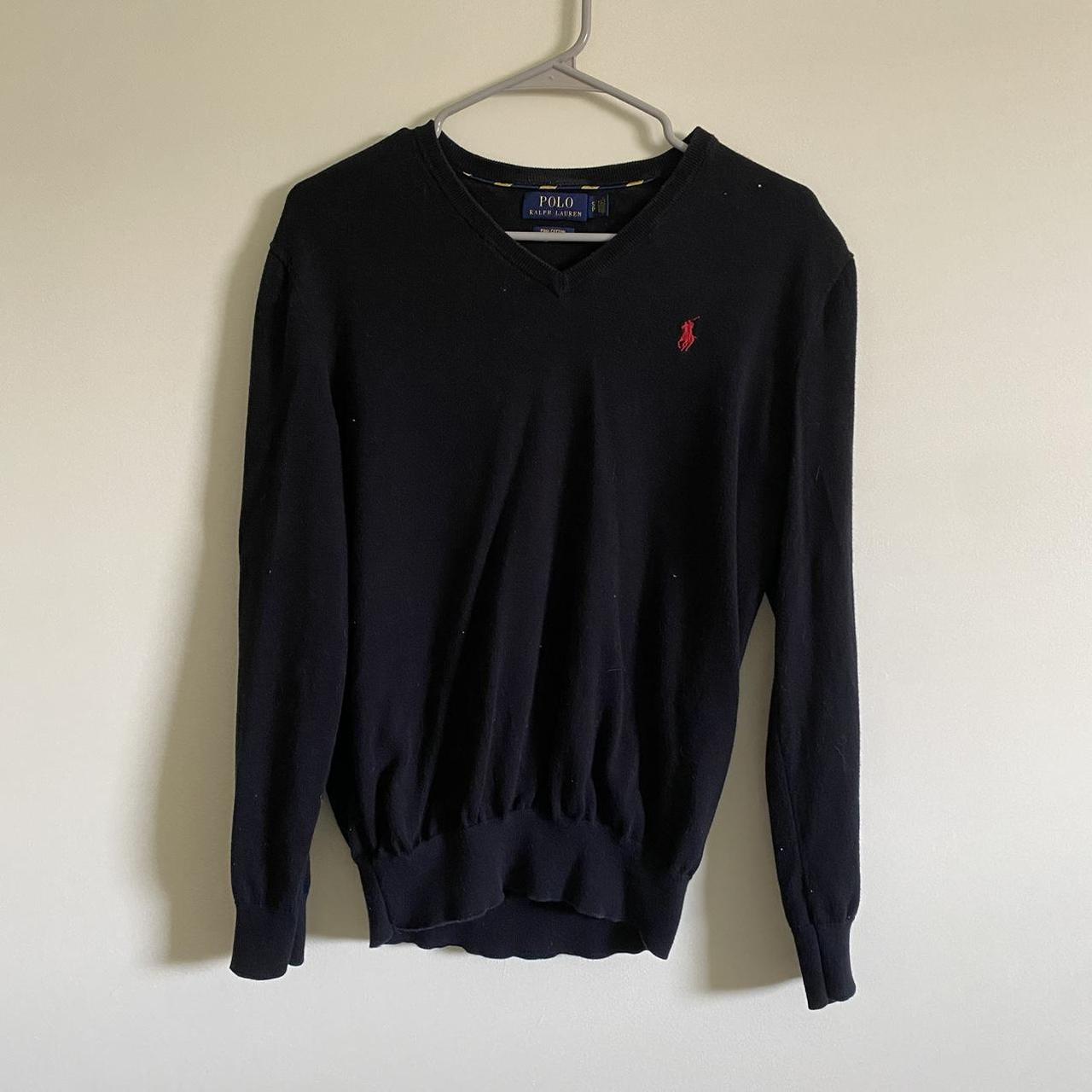 Polo Ralph Lauren Men's Black and Red Jumper | Depop