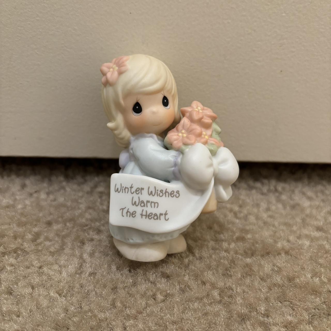 precious moments figurine •says “winter wishes warm... - Depop