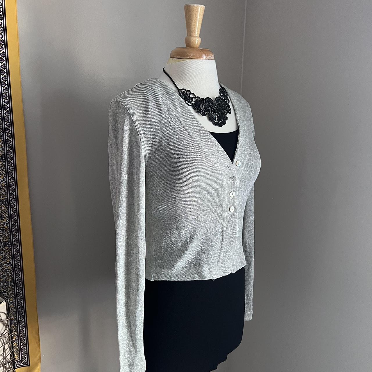 🌺 Lovely Vintage Silver Button down Cardigan by... Depop