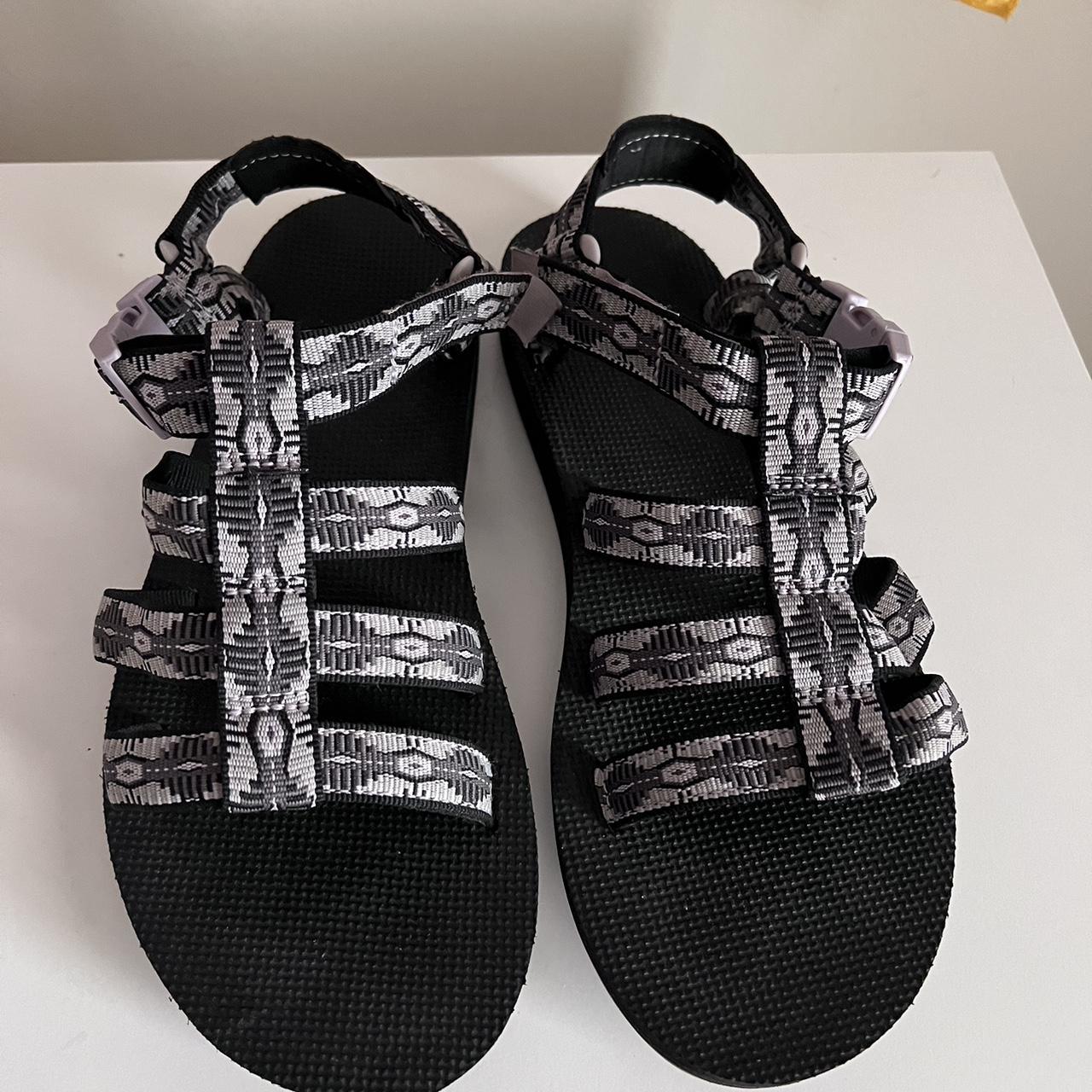 Teva Women's Grey and Purple Sandals | Depop
