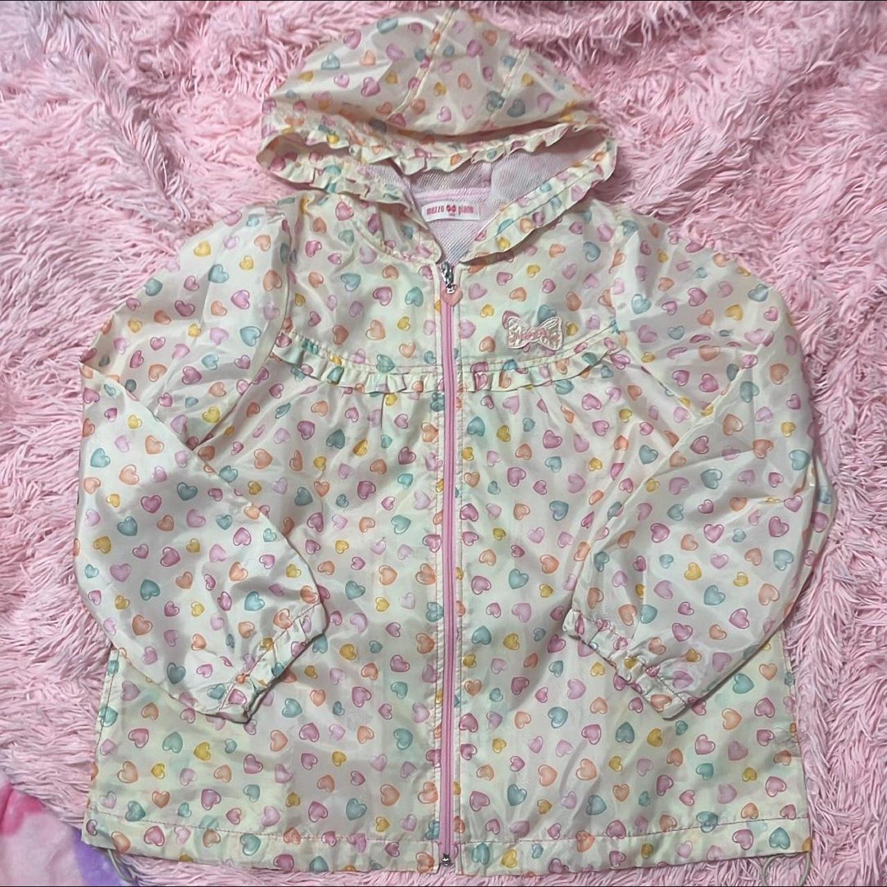 Rare Mezzo piano yellow candy heart rain jacket... - Depop