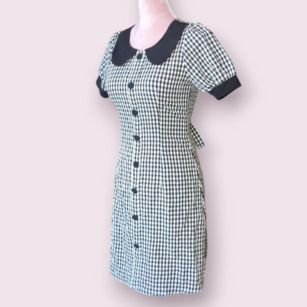 Black and white gingham dress with Peter Pan collar