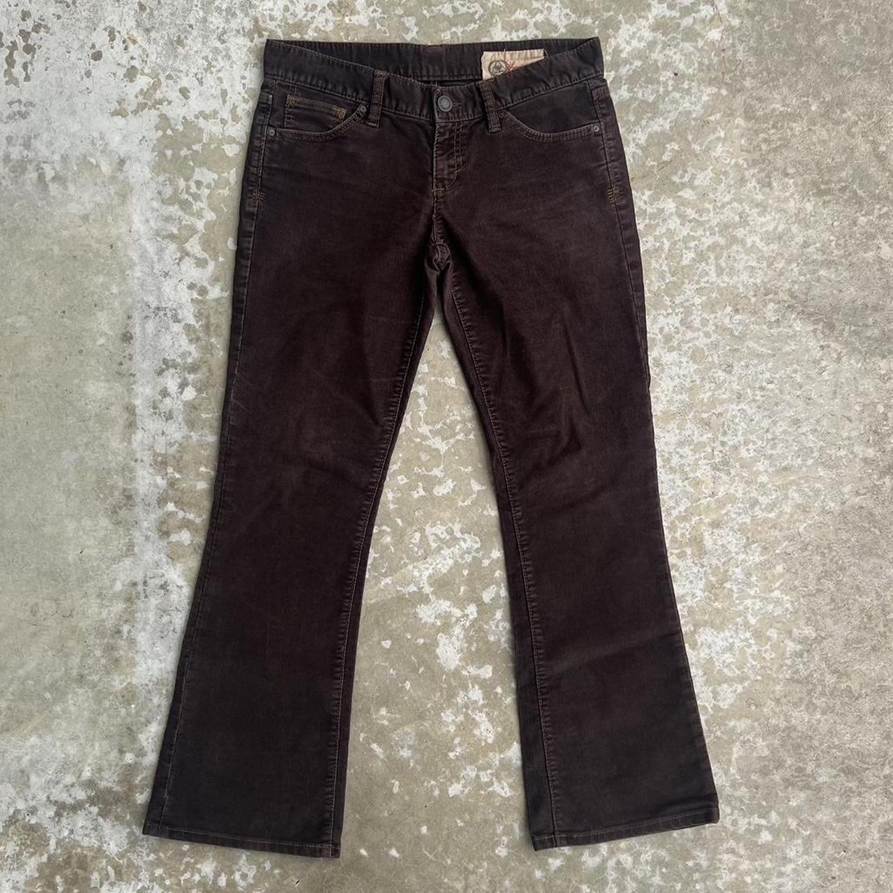 Brown Corduroy Low-Rise Flare Pants