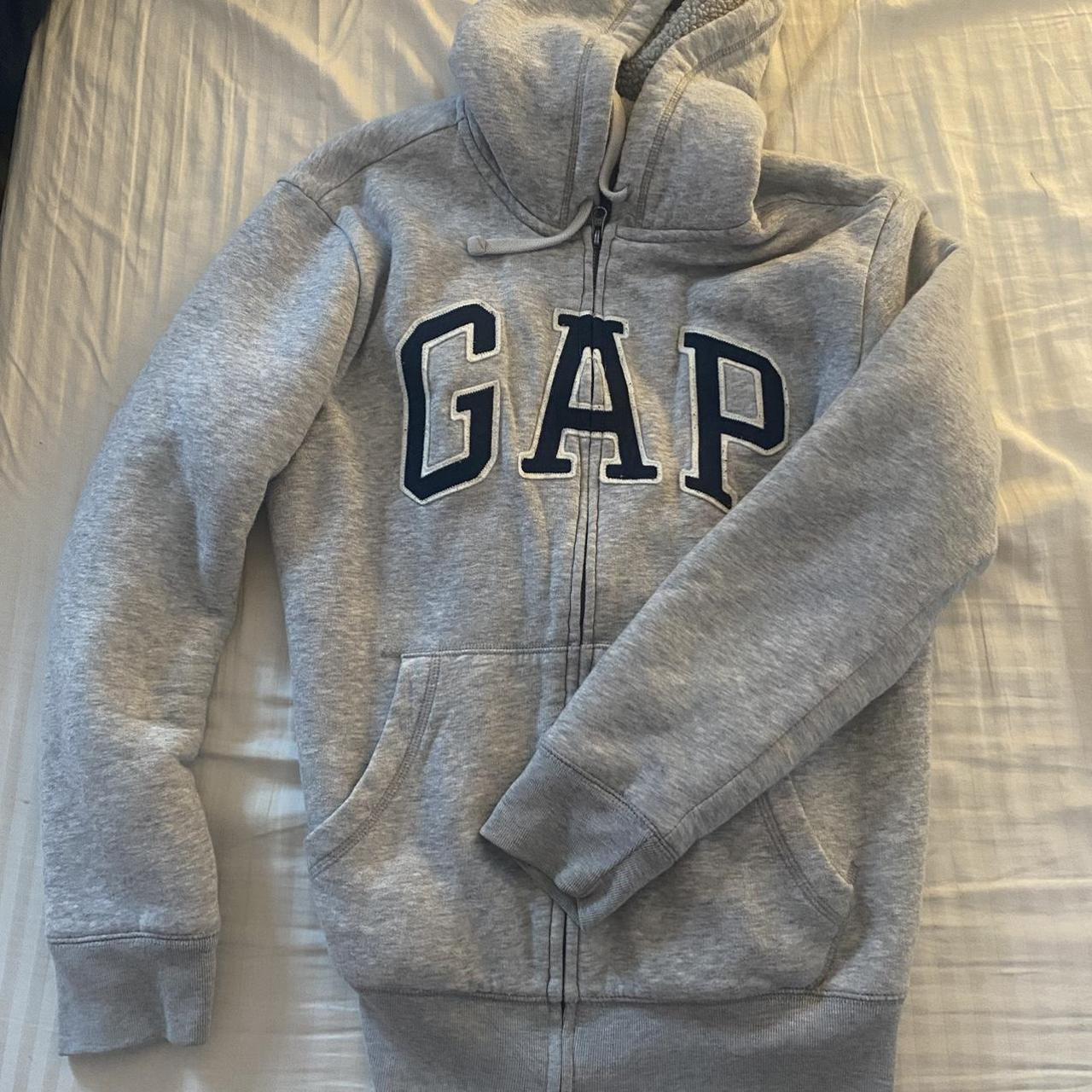 lined gap zipup jacket- so so cozy and warm. no... - Depop