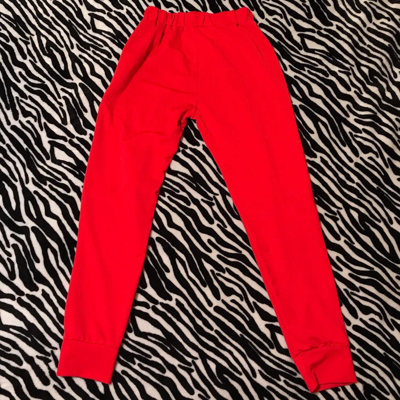 Red Joggers ♡︎ red and white striped joggers ♡︎... - Depop