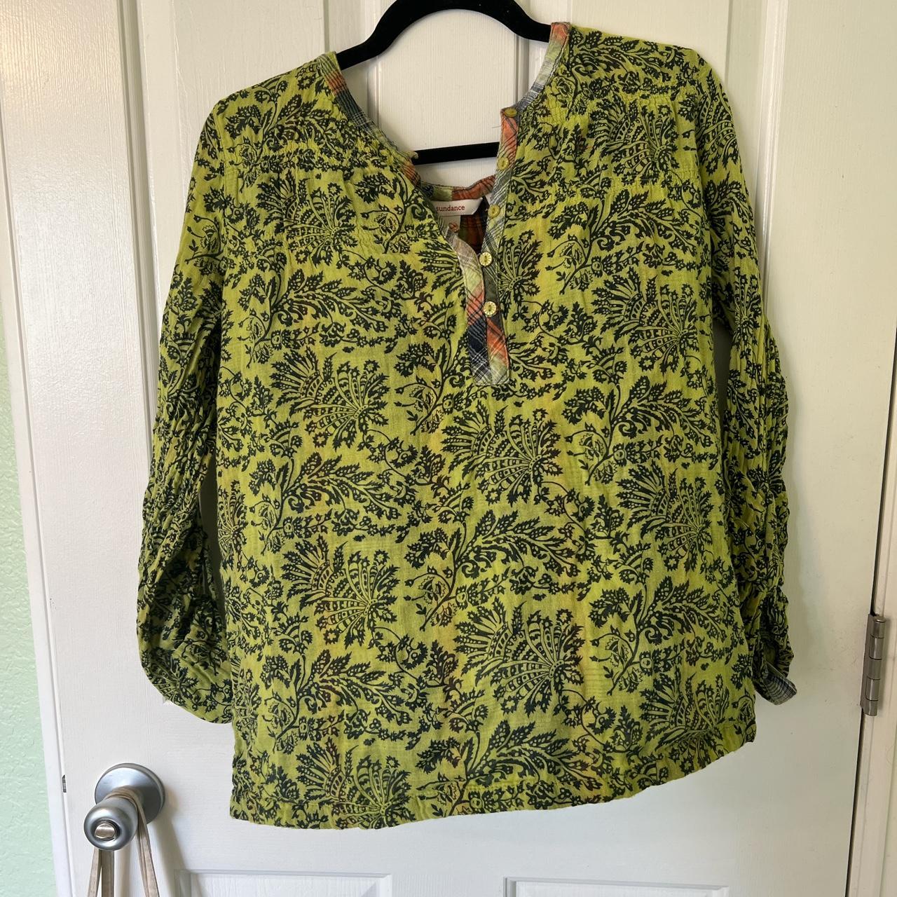 Green and flowy shirt with buttons... Depop