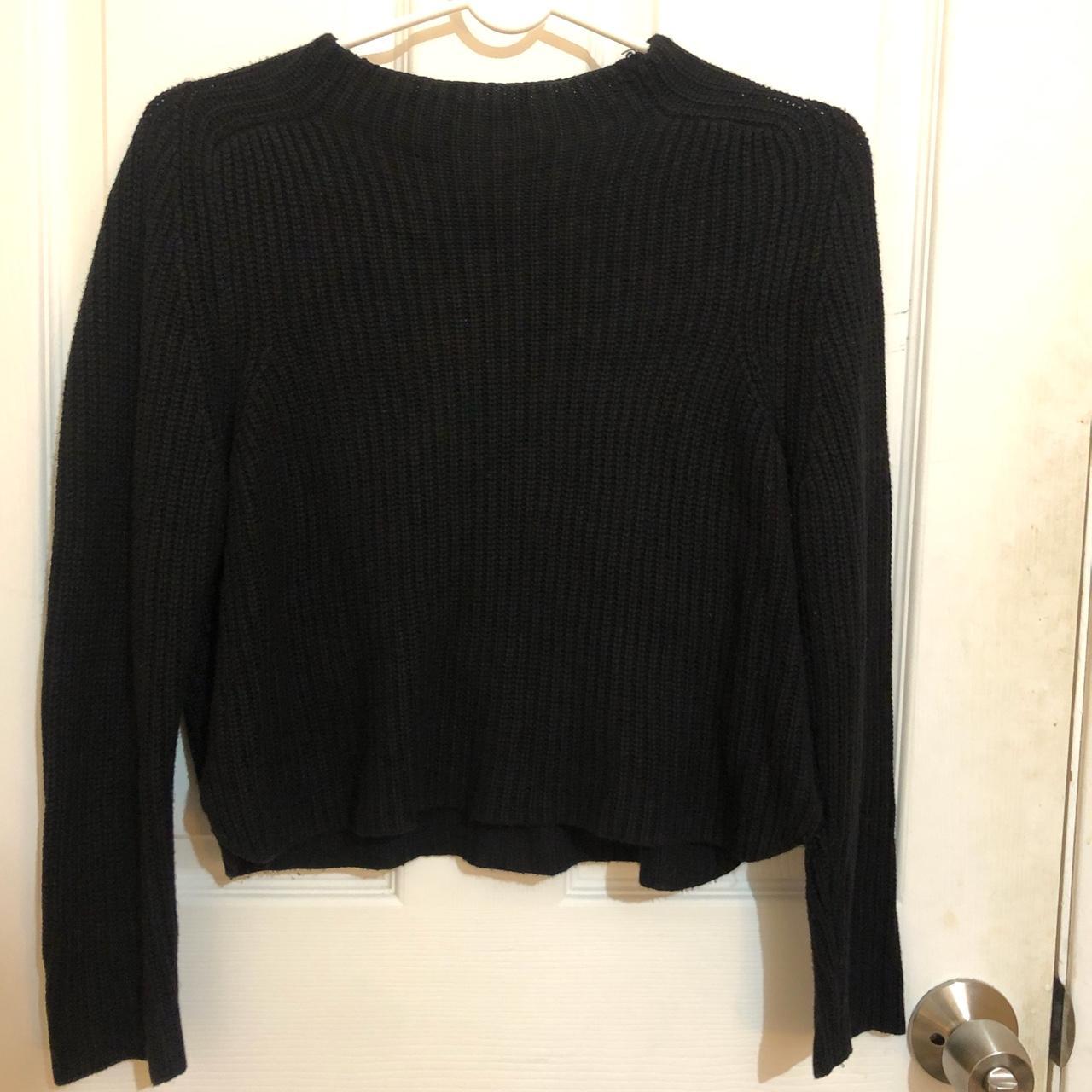 Cropped black boxy American Apparel mock neck... - Depop