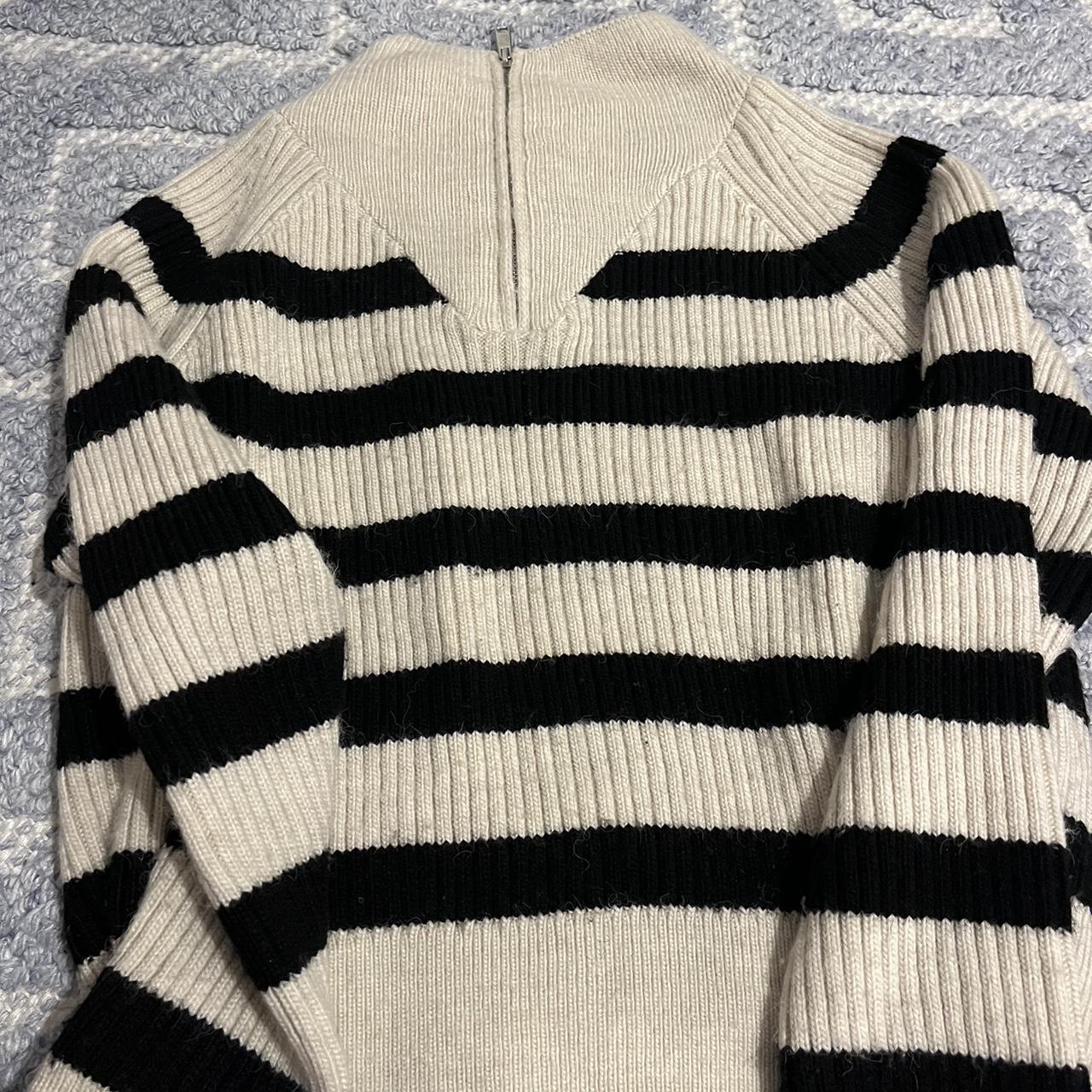 Stripped Zara knit quarter zip size M - Depop