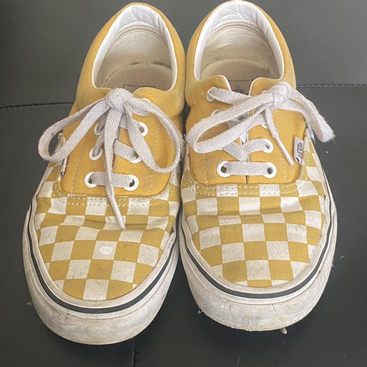 Womens yellow cheap checkered vans