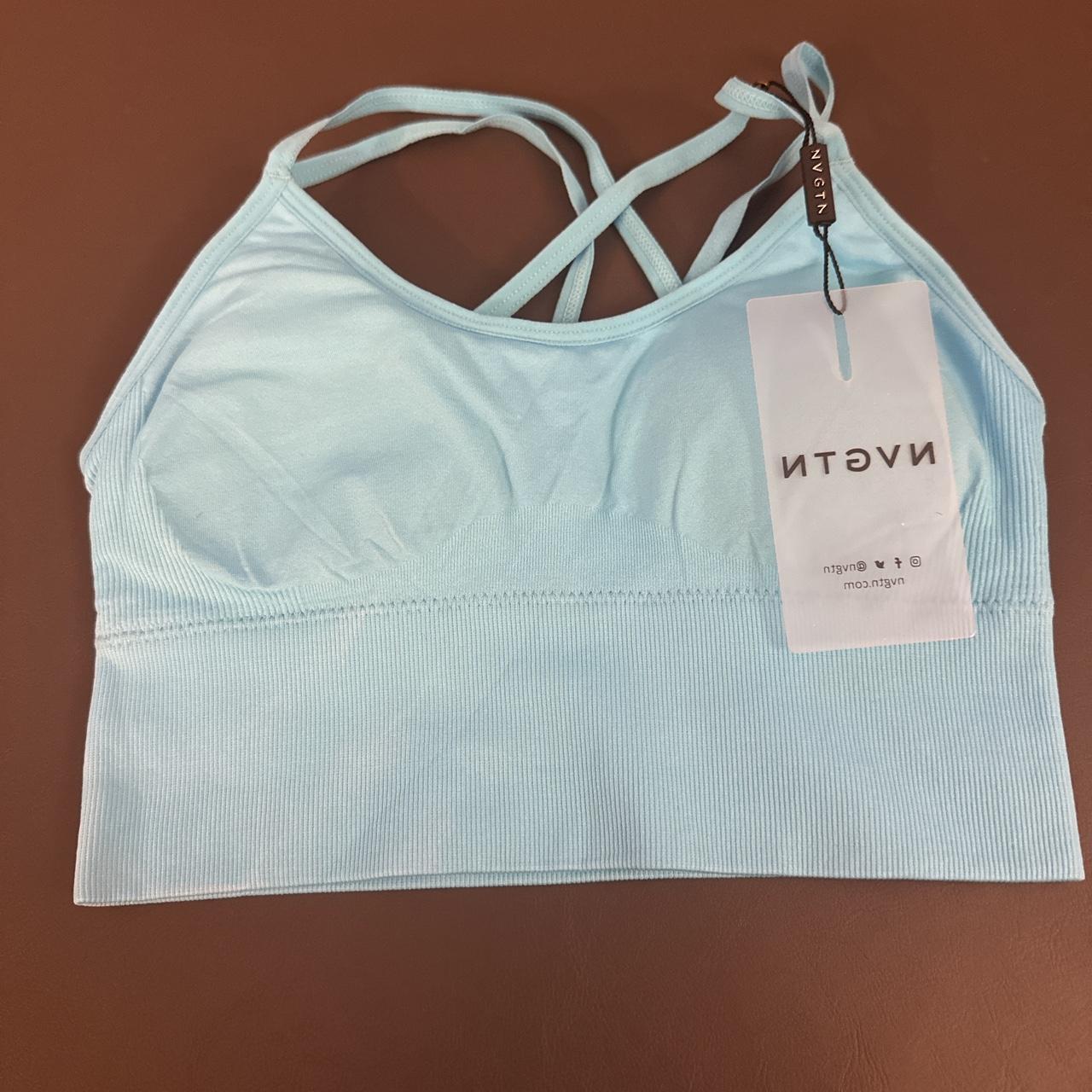 Sky Blue Ribbed NVGTN Sports Bra. Brand new with the... - Depop