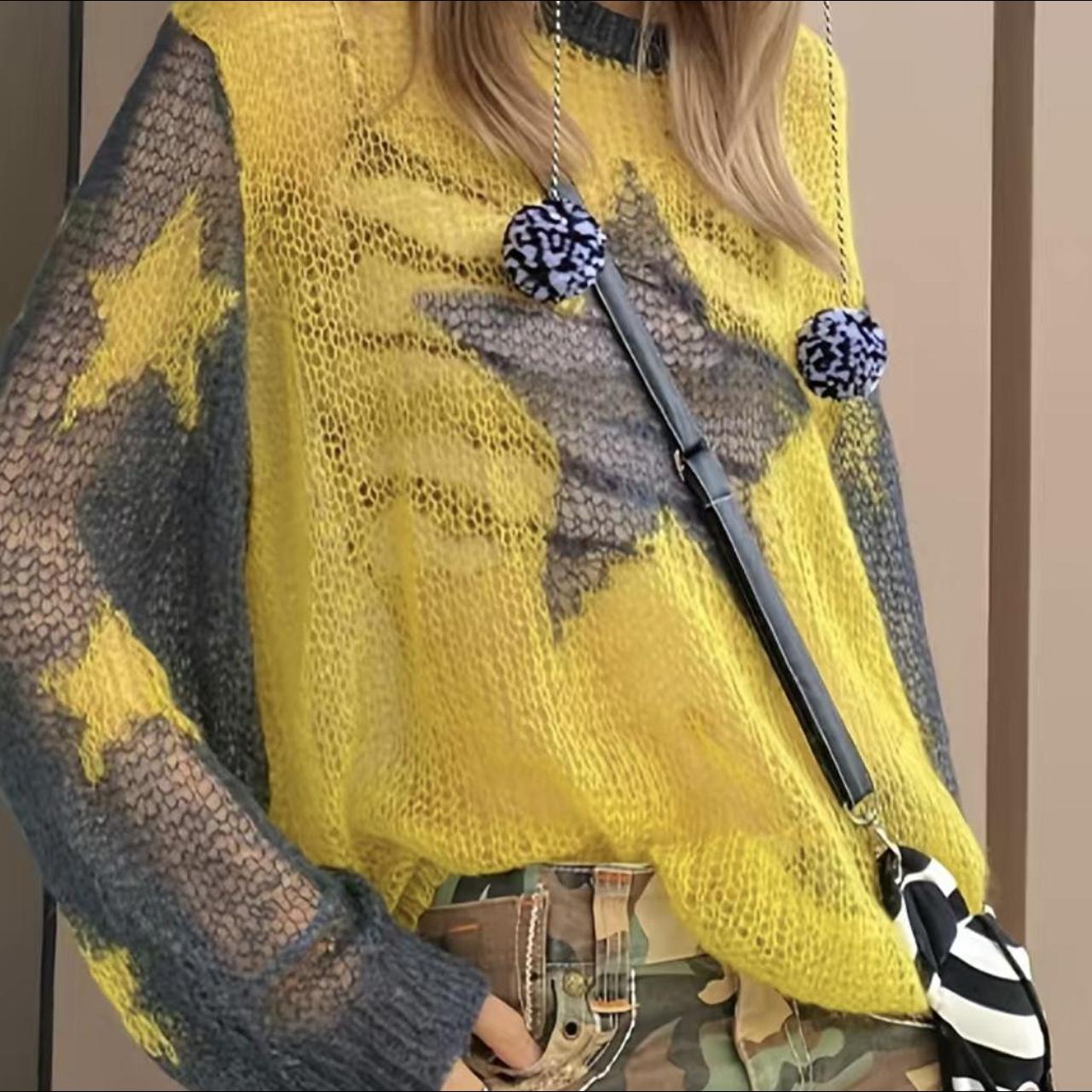 🌠 Oversized Loose Knit Sweater, Star pattern,