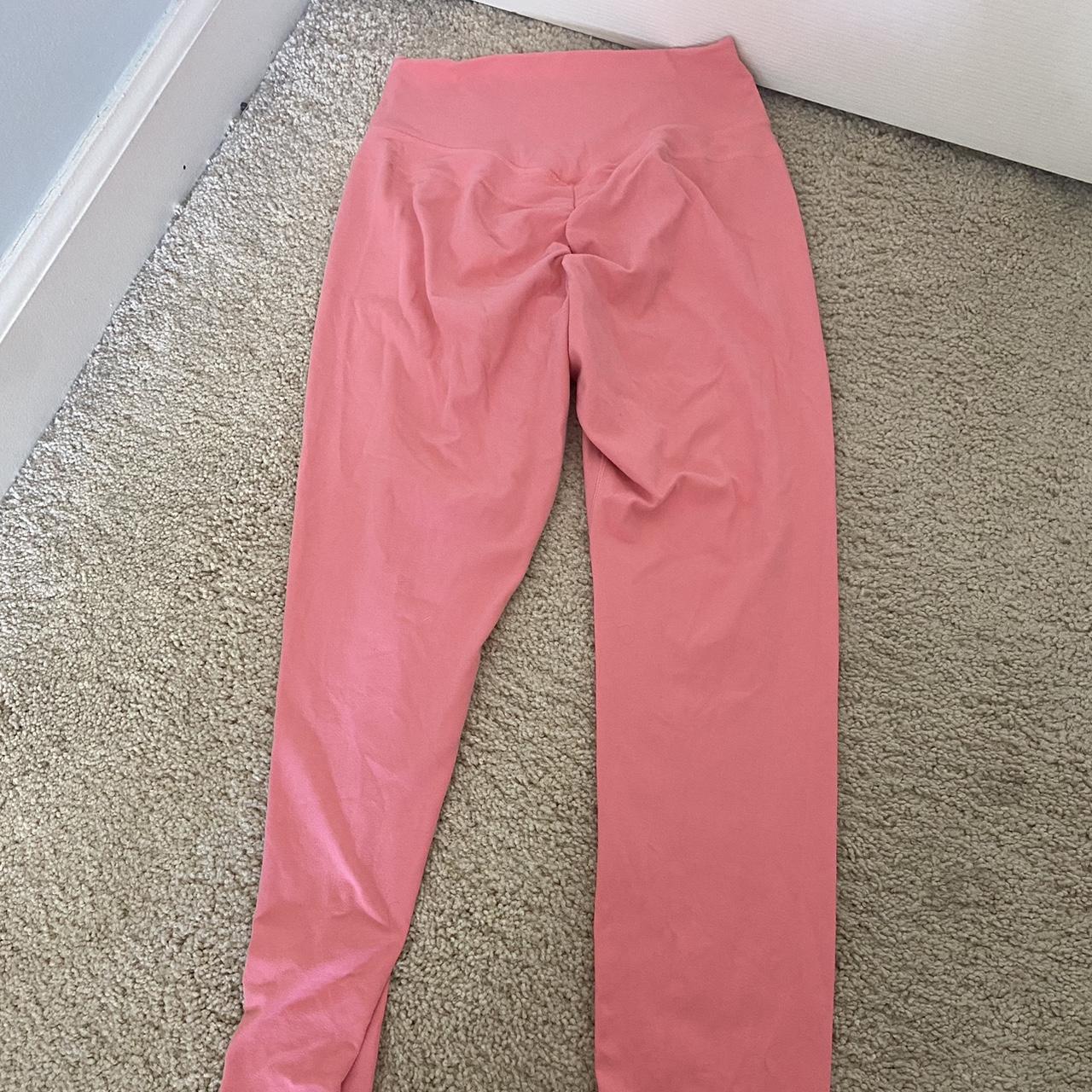 Whitney Simmons pink gym shark leggings size small... - Depop