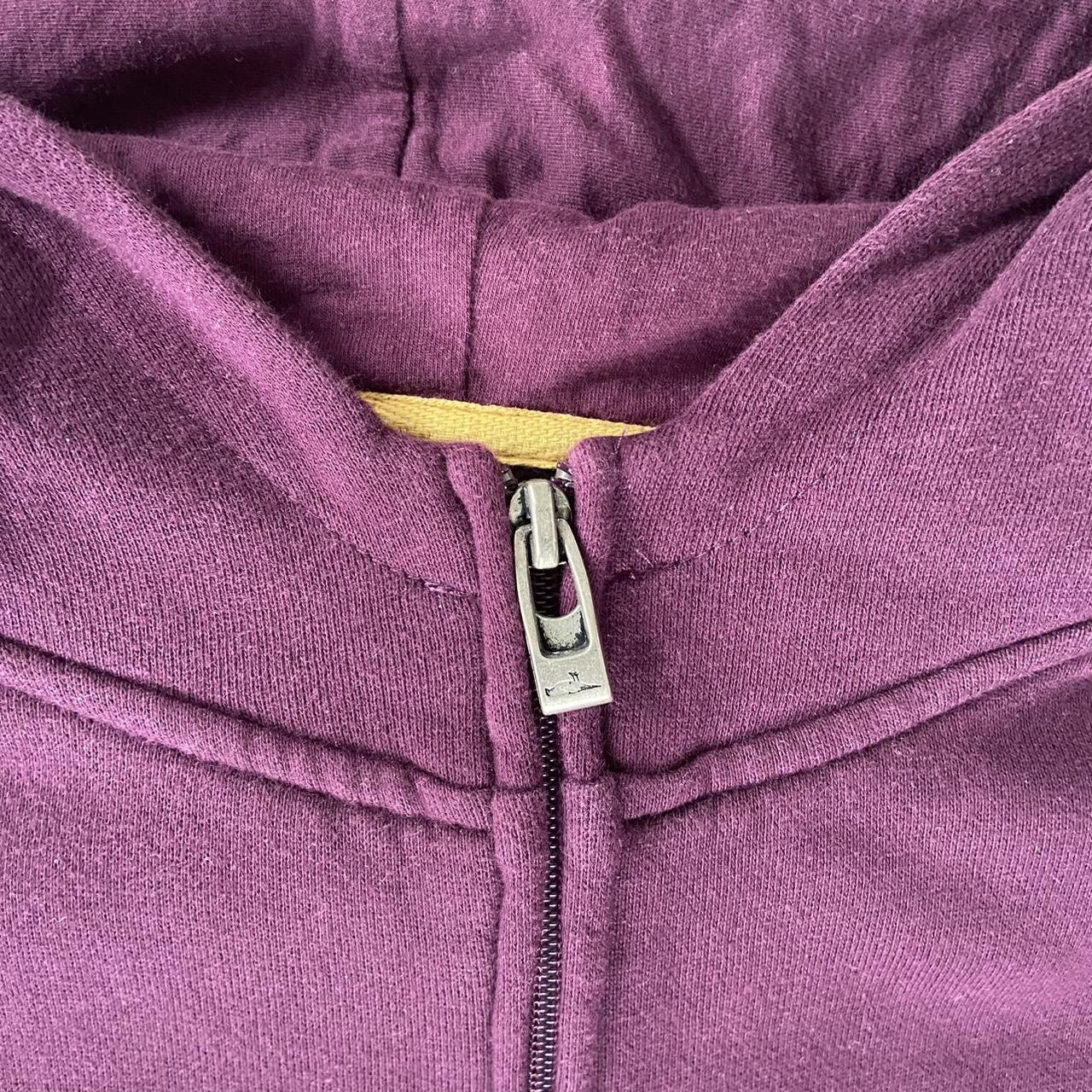 Y2K Atticus purple/maroon zip up hoodie with large... - Depop